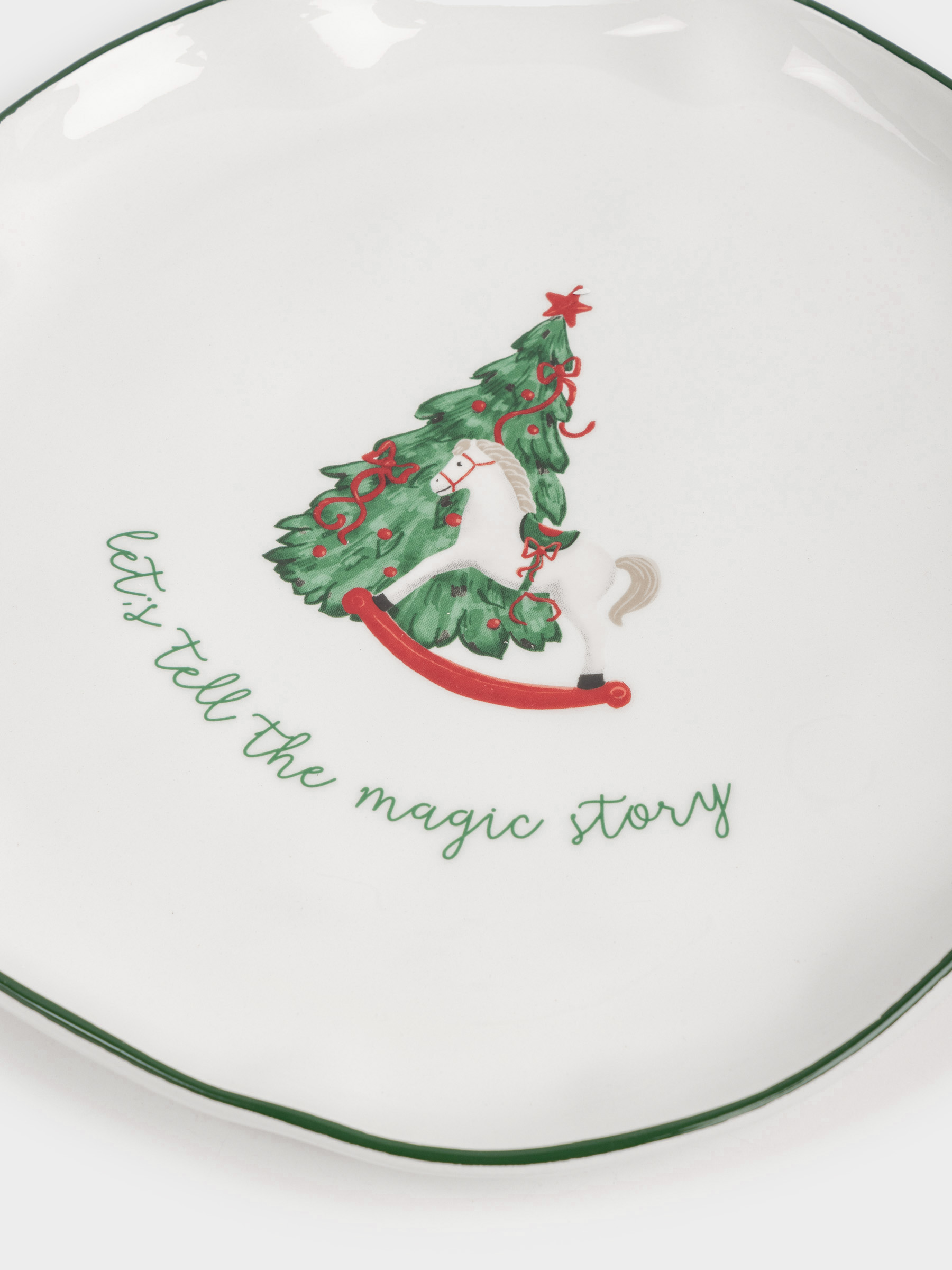 Dinner plate, 26 cm, ceramic, Horse with Christmas tree, Christmas green, image-3