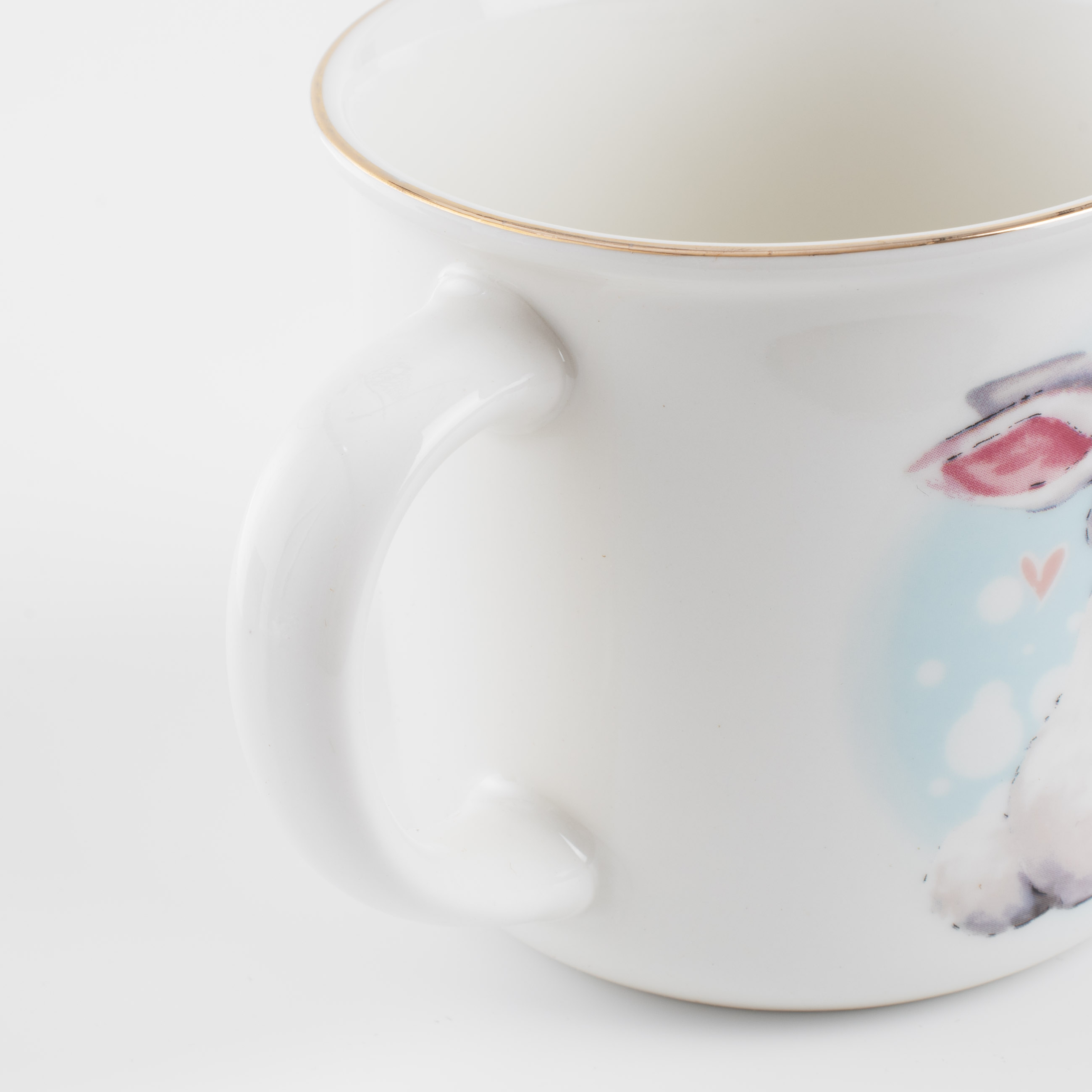 Mug, children's, 360 ml, porcelain N, white, Rabbit with rabbit, Ideas, image-3