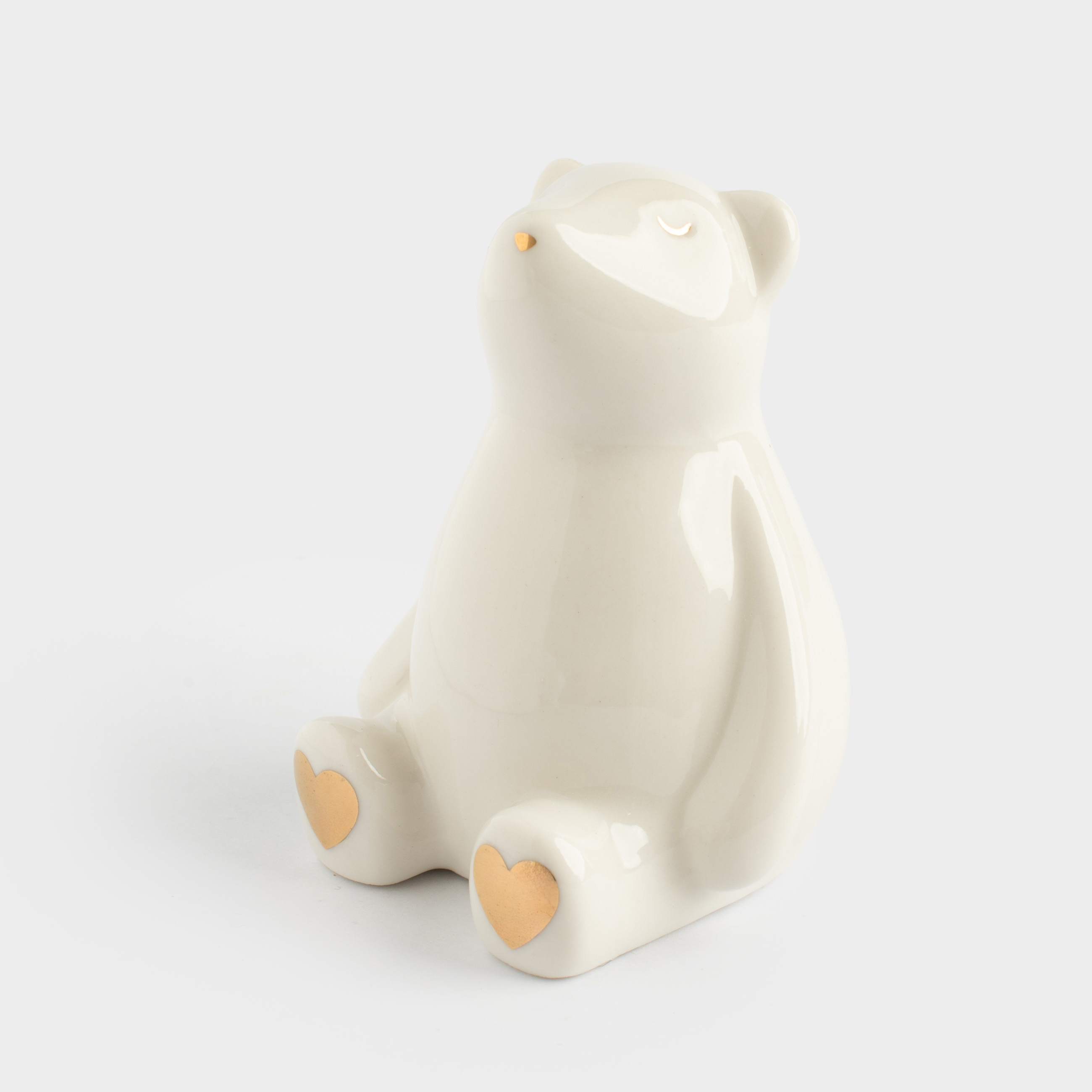 Statuette, 8 cm, porcelain P, milky-gold, Bear, Bear
