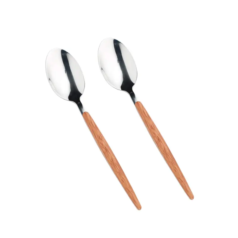 Tea spoon, 2 pcs, steel / plastic, brown, Oslo ,image-0
