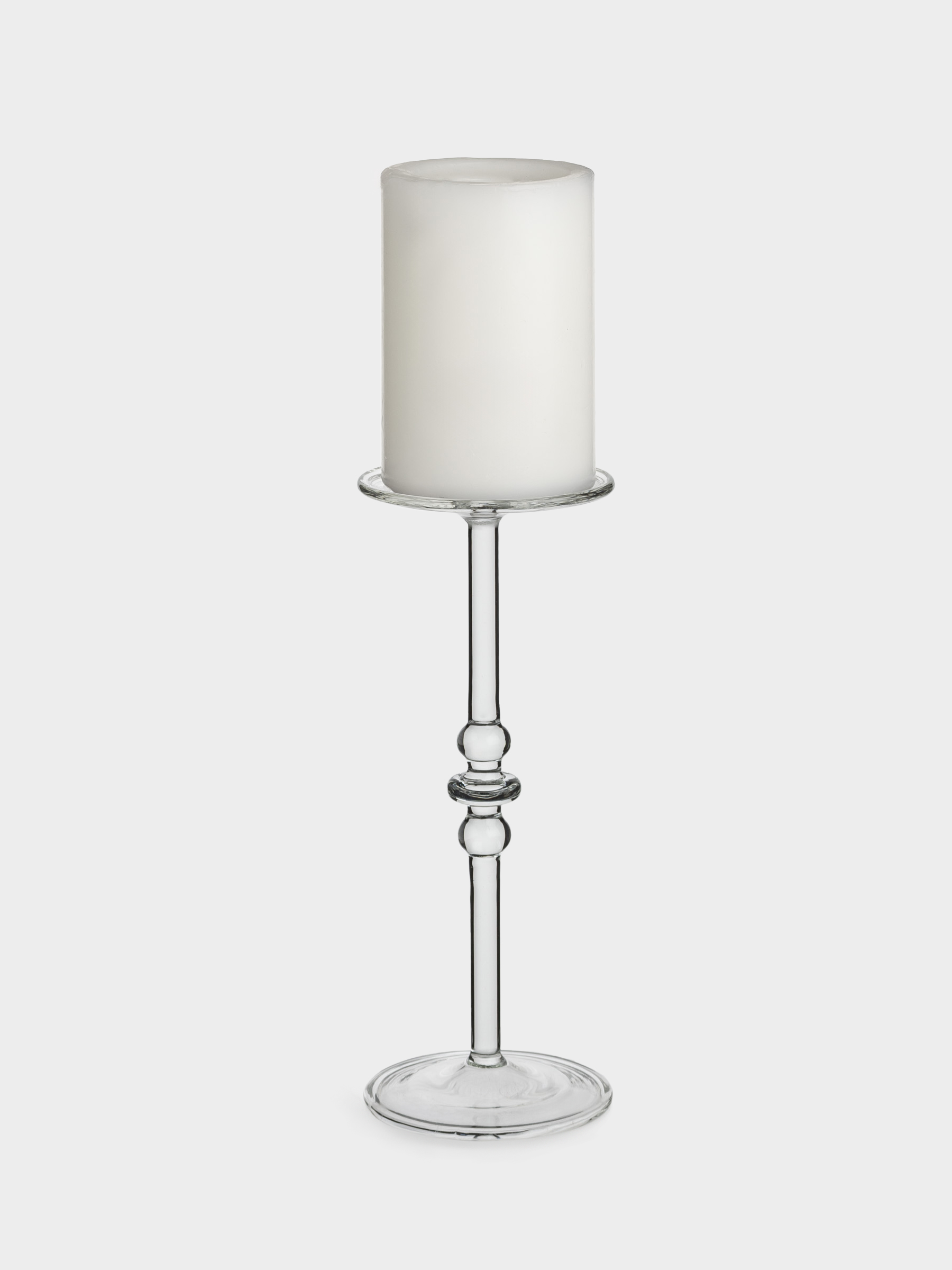 Candlestick, 21 cm, for one candle, on a leg, Glass, Clear, image-5
