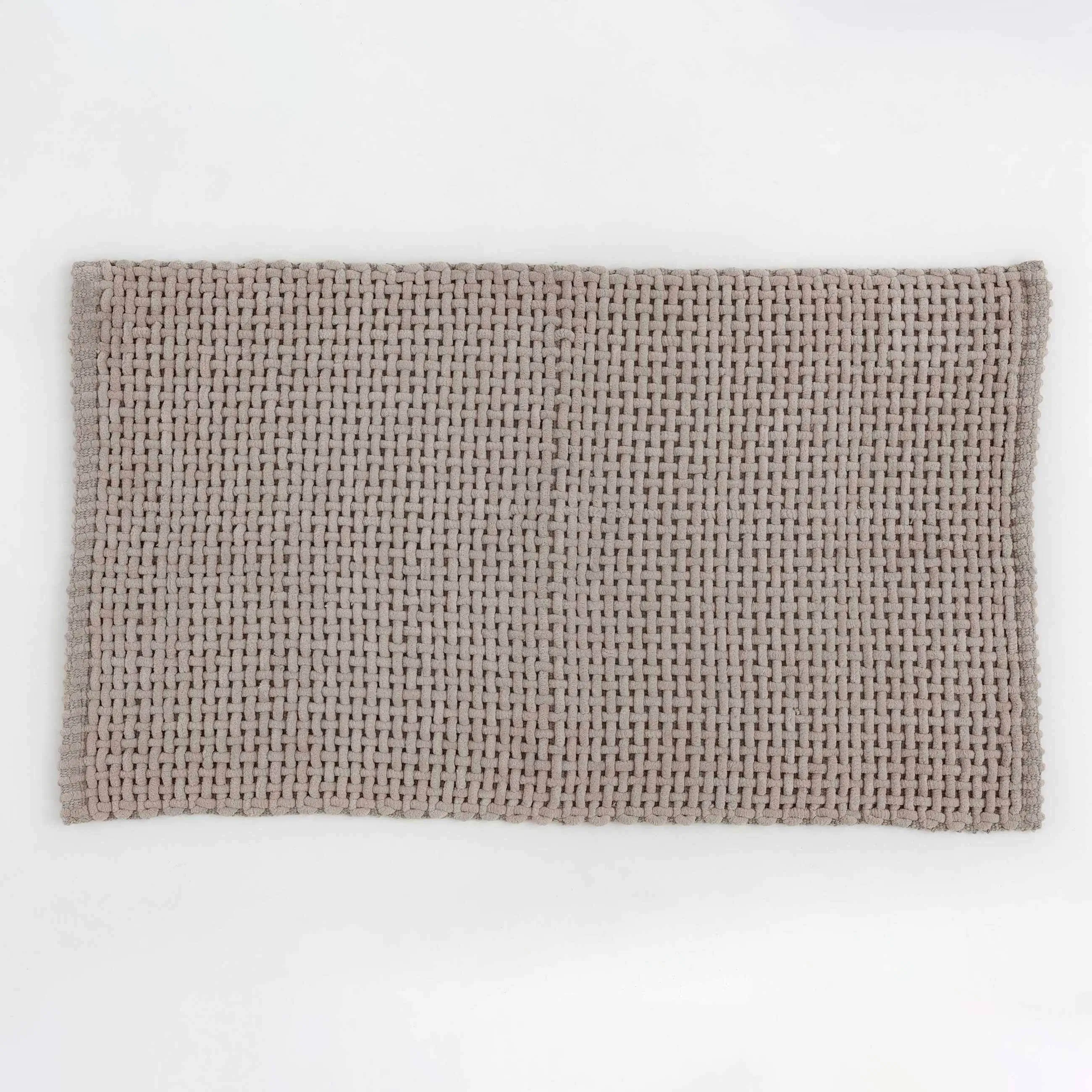 Mat, 60x110 cm, anti-slip, Polyester / cotton, beige, Grid, Cozy, image-0