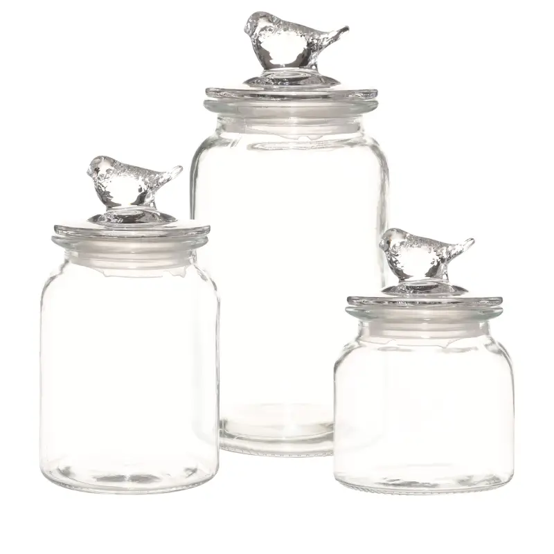 Food jars set, 3 pcs, Glass, Bird, Birds ,image-0