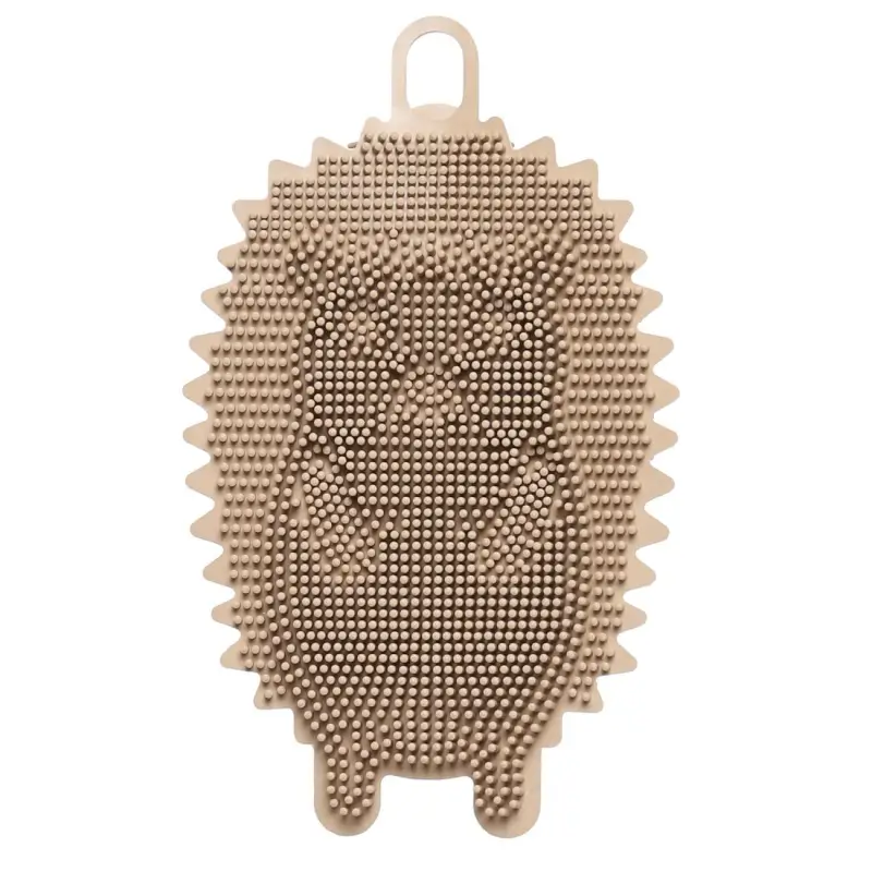 Dish washing sponge, 13 cm, Silicone, Beige, Hedgehog, Manny ,image-0