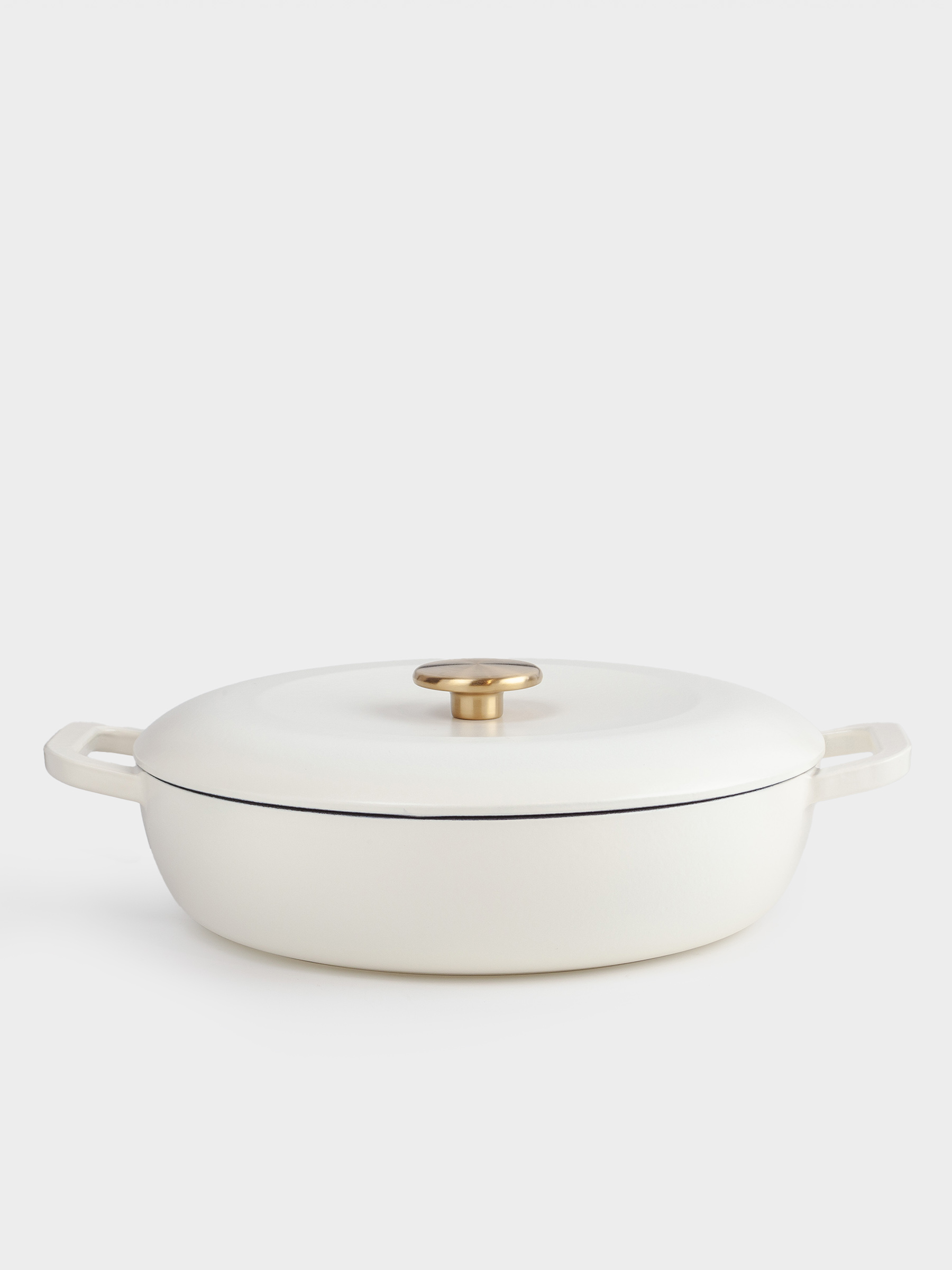 Saucepan, 30 cm, 3.5 l, with lid, cast iron, milky, Light kitchen, image-0