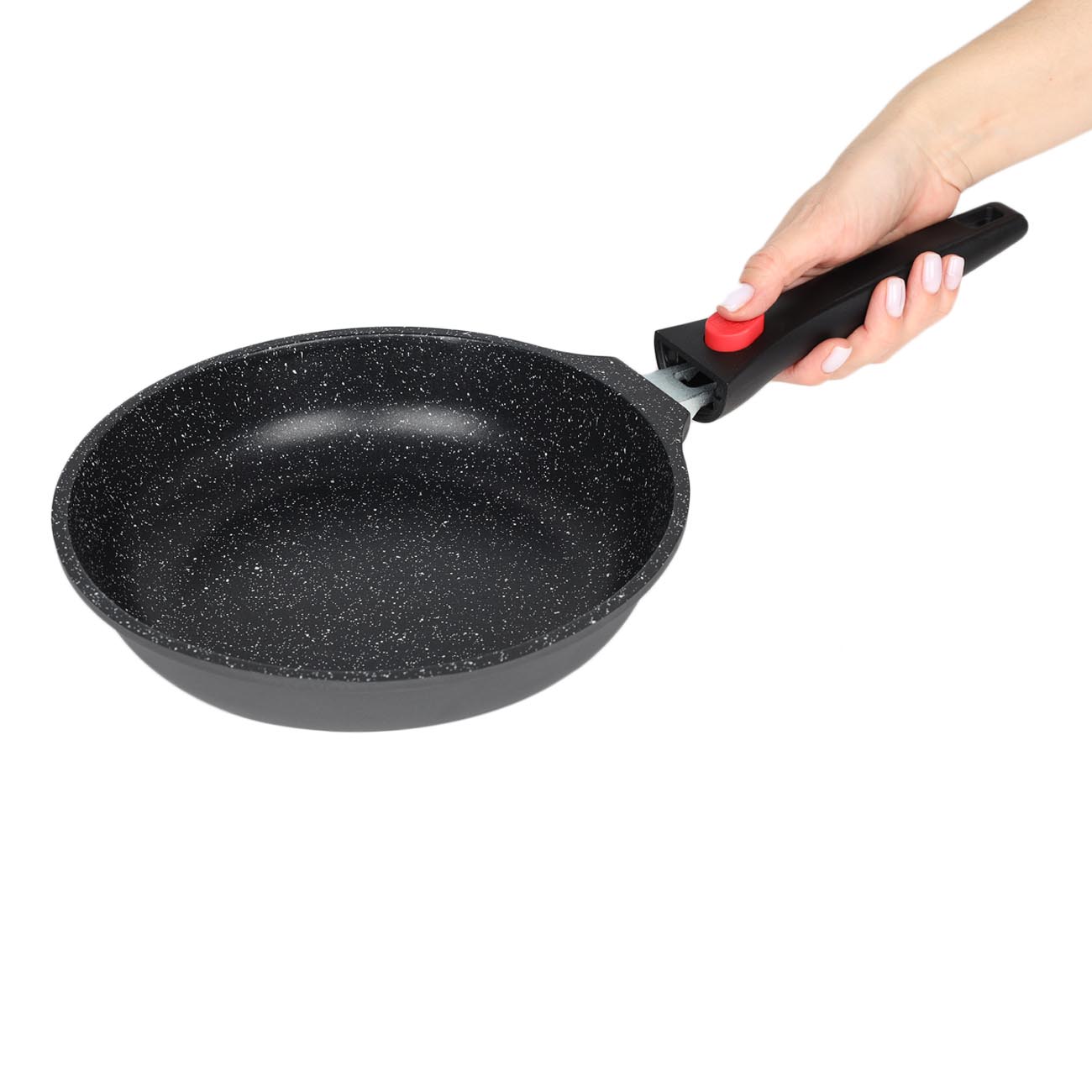 Frying pan, 28 cm, removable handle, coated, aluminum, Solution Red 2