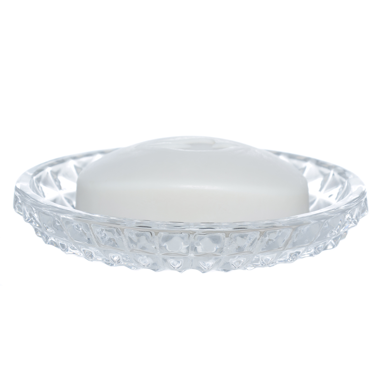 Soap dish, 13x10 cm, glass, oval, Diamond lights