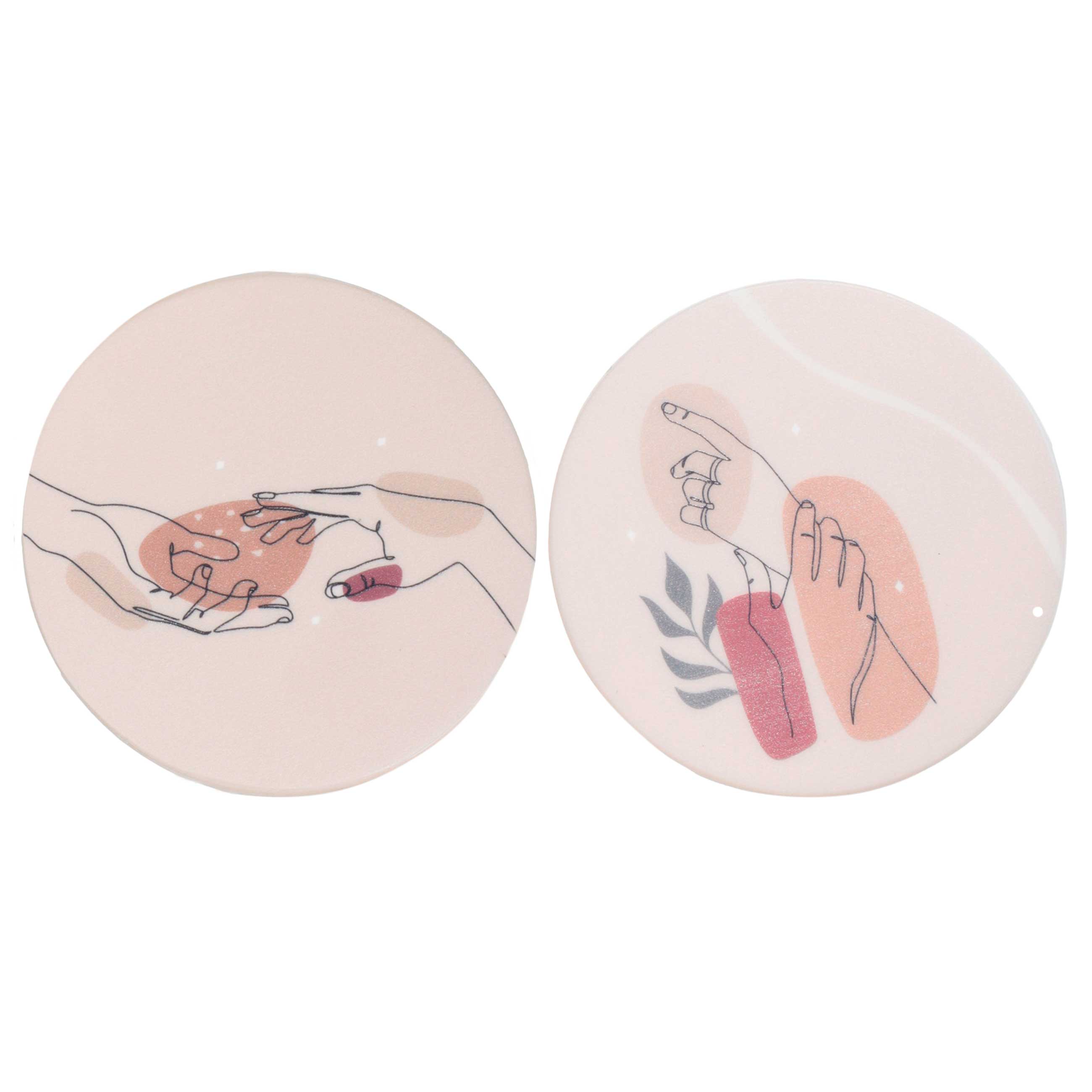 Mug stand, 10 cm, 2 pcs, Silicone, Beige, Hands, Hand, image-0