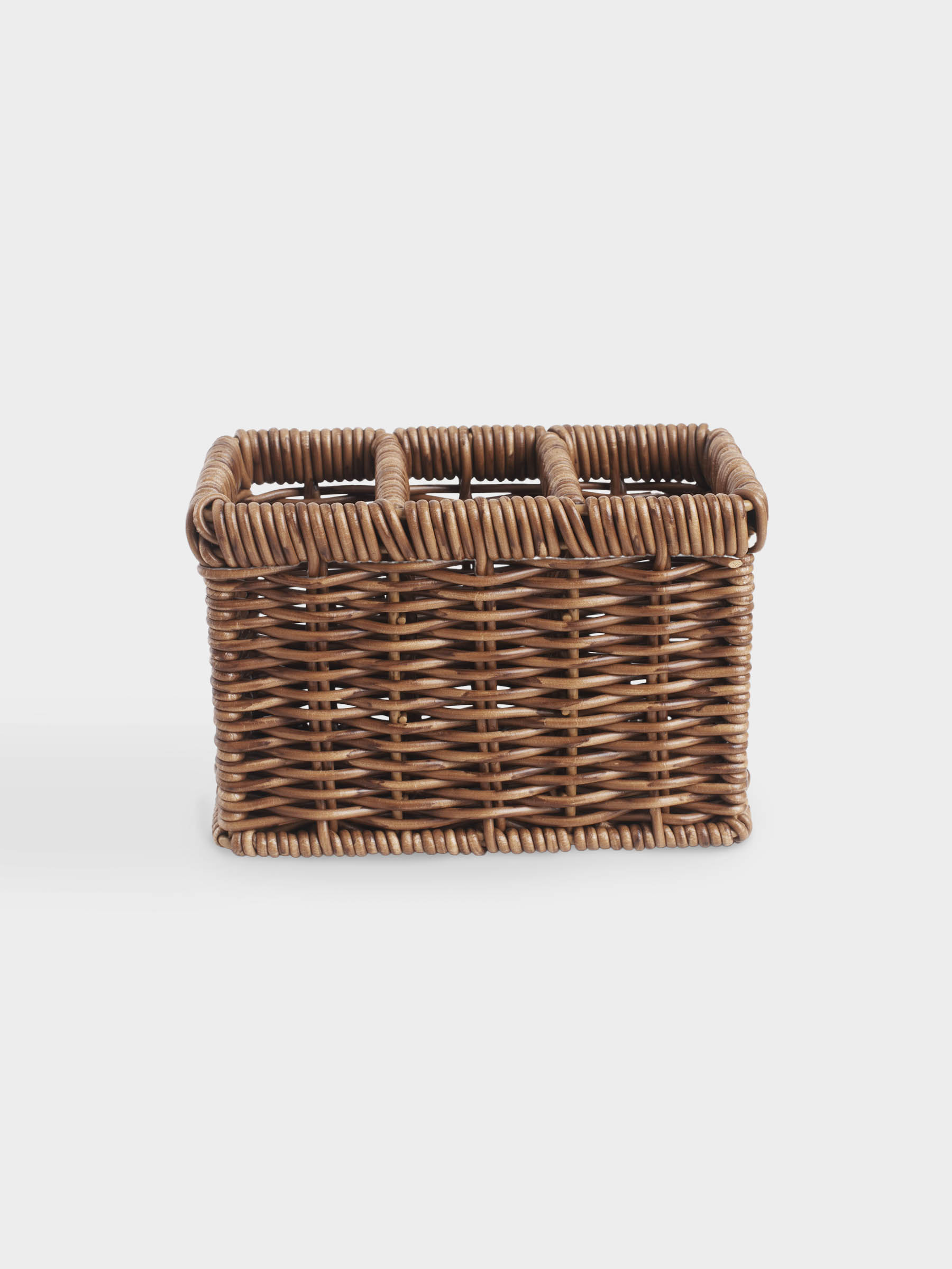 Flatware stand, 10x14 cm, 3 otd, rattan, brown, Blendy, image-0