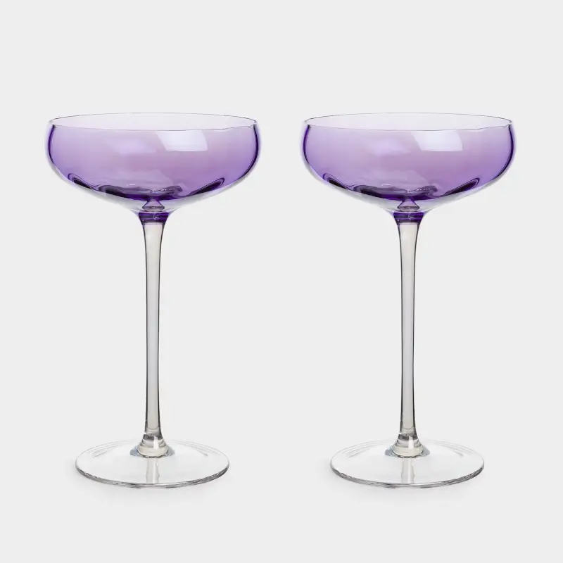 Champagne creamer glass, 220 ml, 2 pcs, glass, purple, Filo color ,image-0