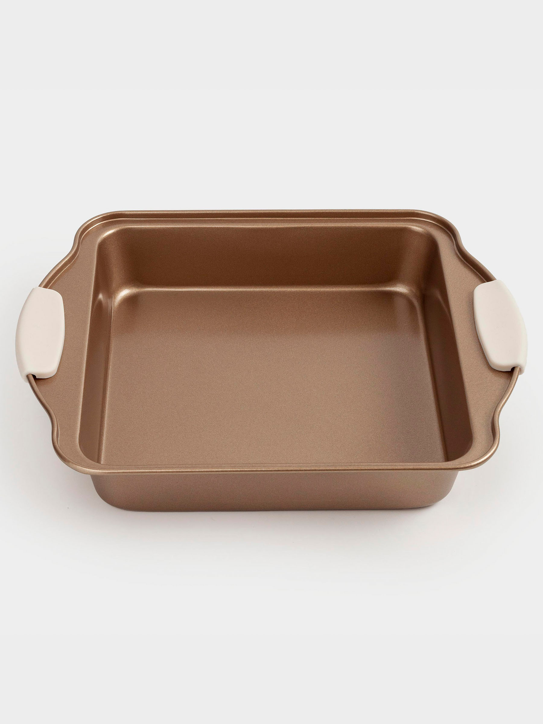 Baking dish, 28x22 cm, with handles, steel / silicone, square, copper, Resto , image-3