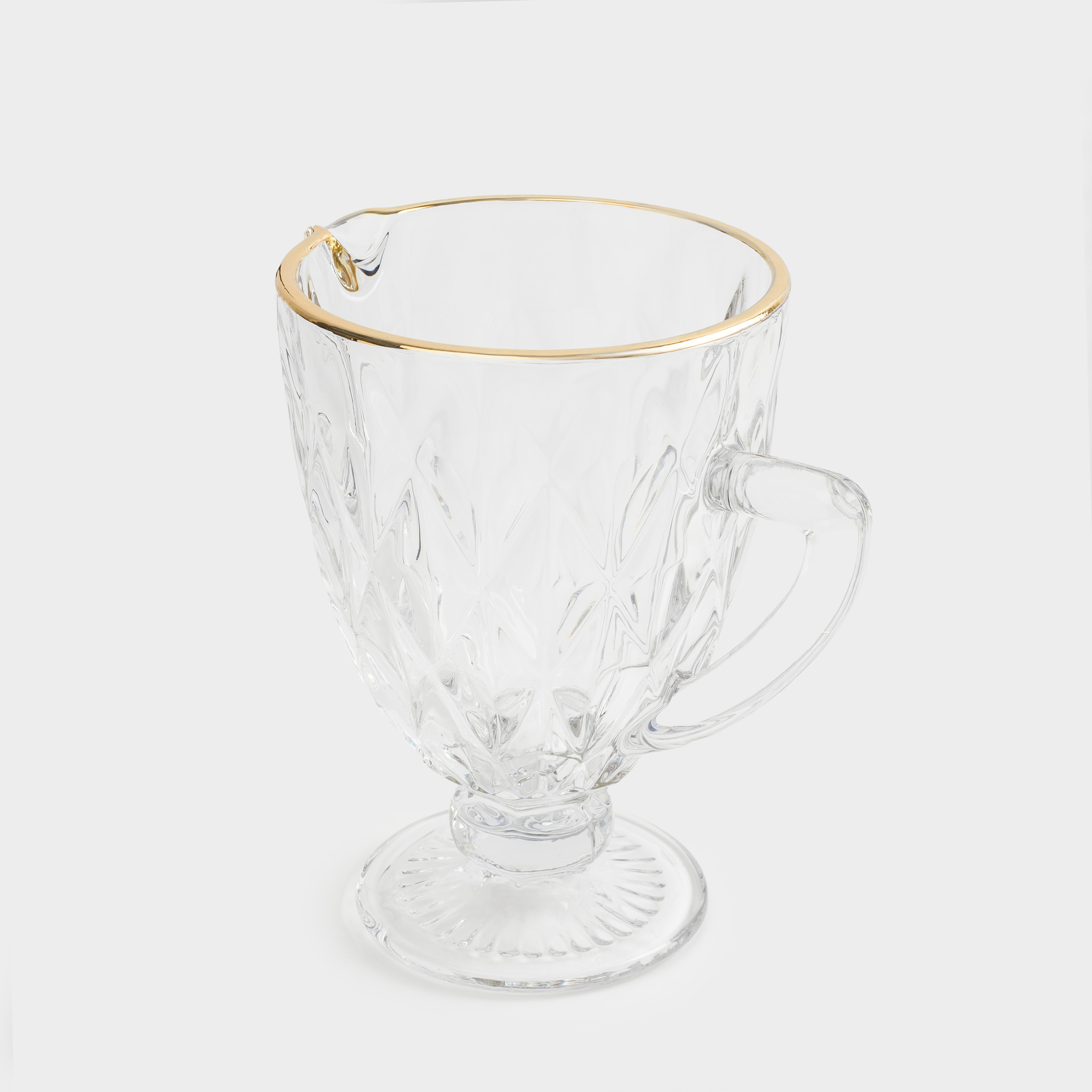 Set for drinks, 4 persons, 5 items, on a stand, glass R / metal, golden, Rhomb gold