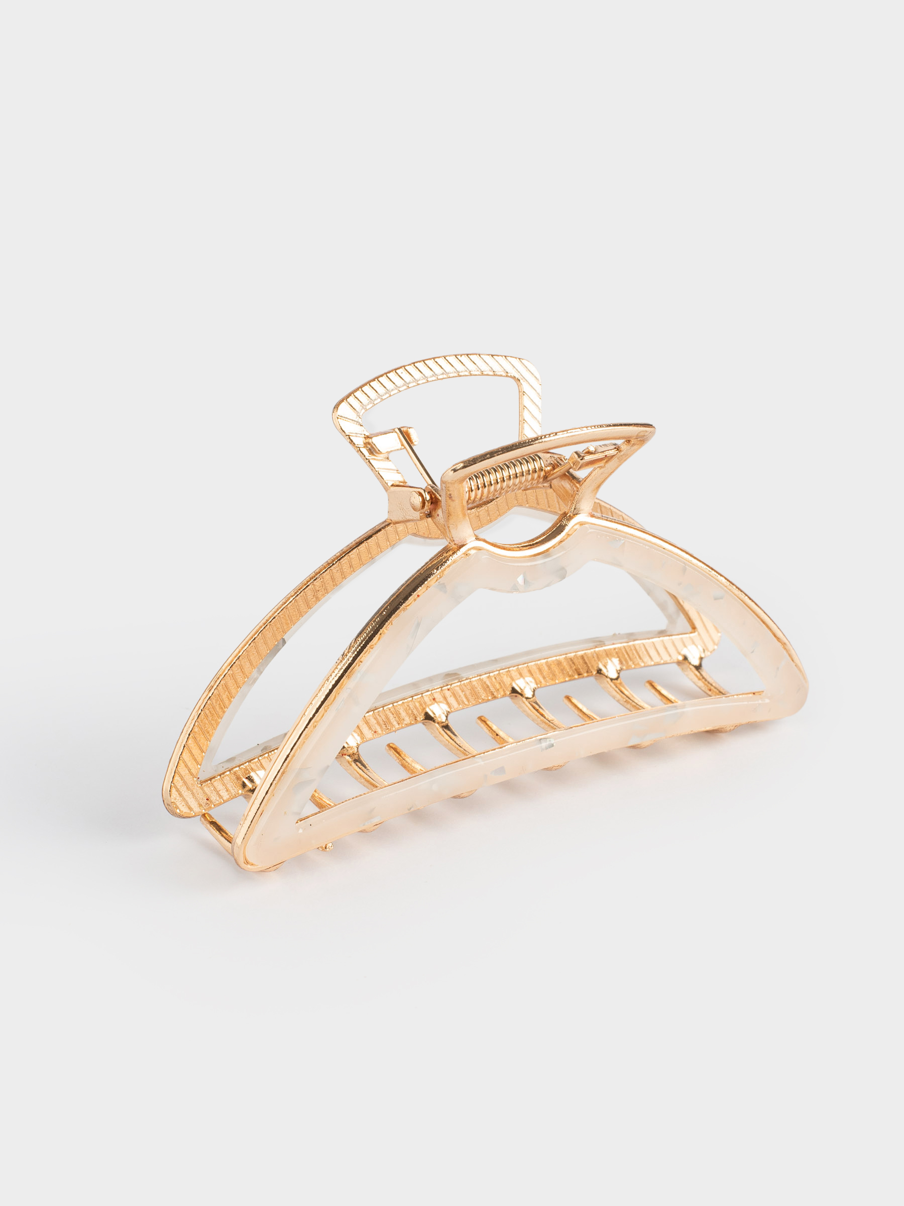 Hair clip, 10 cm, acrylic / metal, gold, Crab, Glam, image-0