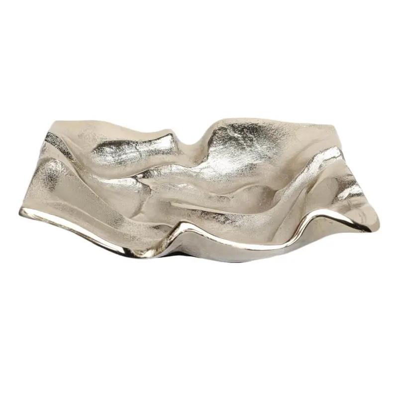 Decorative dish, 20 cm, metal, golden, Crumpled effect, Fantastic gold