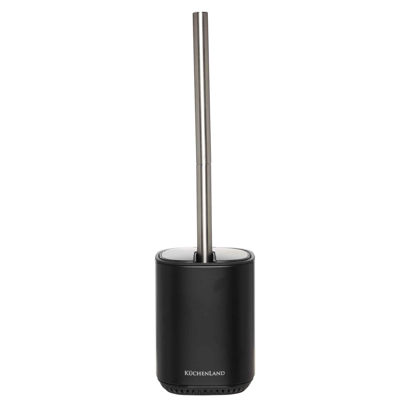 Toilet brush, 38 cm, with automatic stand, plastic / metal, black, Total black