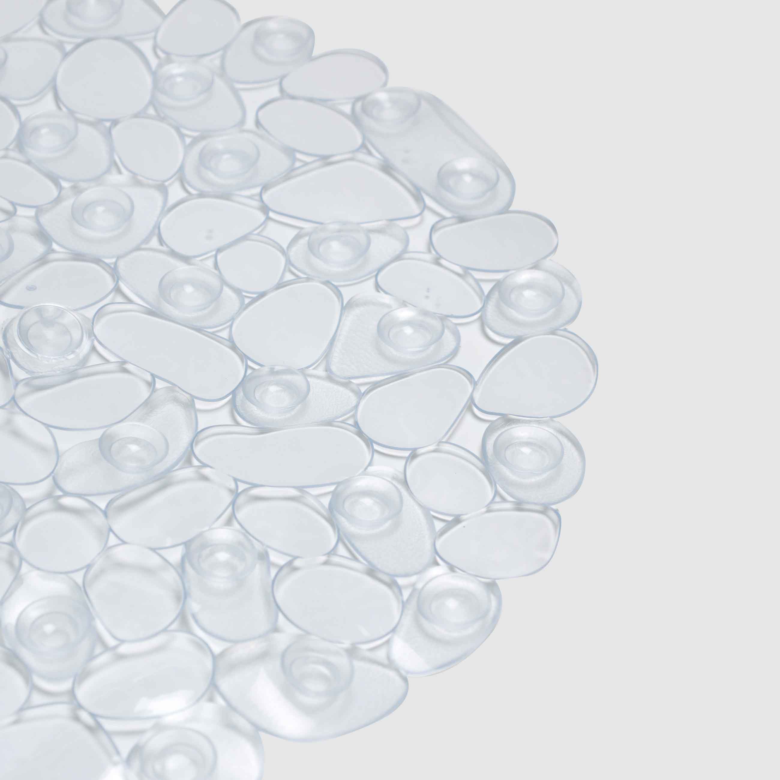 Bath/shower mat, 36x68 cm, with suction cups, PVC, Oval, White, Stones, Pebble, image-1