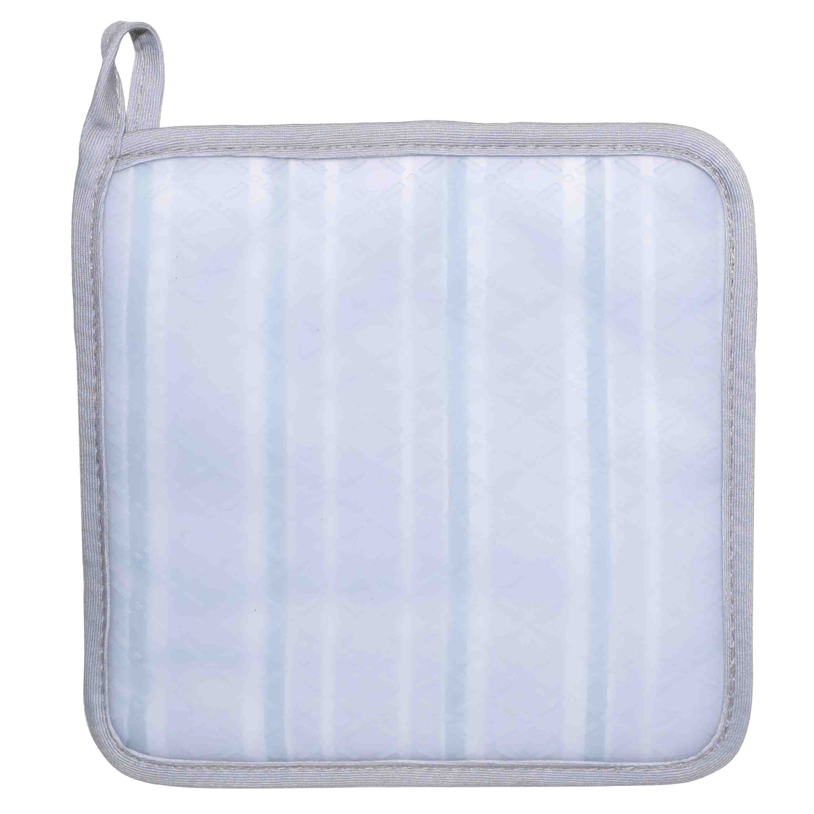 Pot holder, 18 cm, silicone/cotton, Square, Gray, Stripe, Bakery
