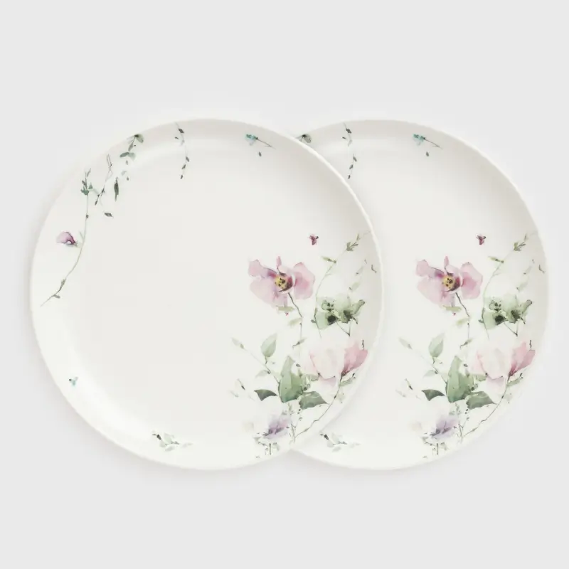 Snack plate, 21 cm, 2 pcs, porcelain N, white, Lilac flowers, Floret, image-0