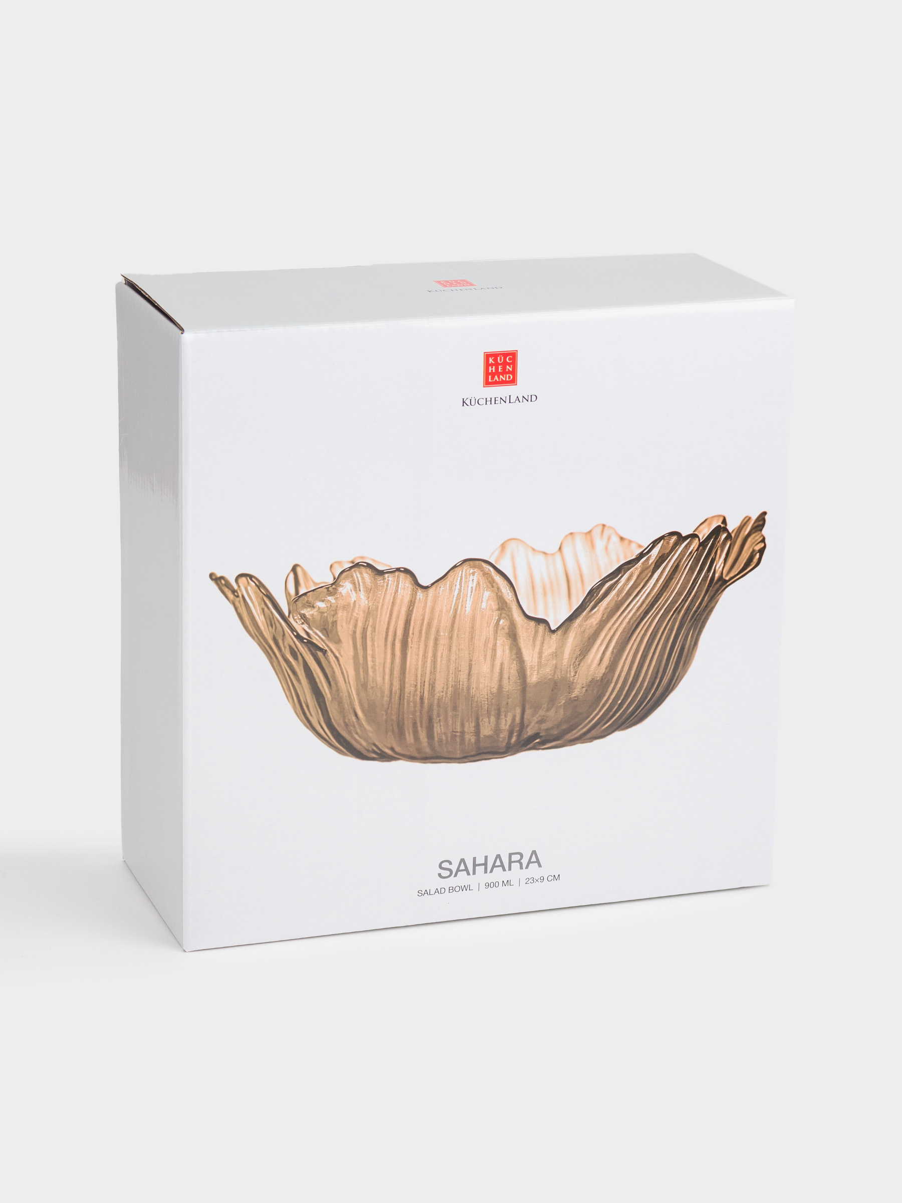 Salad bowl, 23x9 cm, 900 ml, glass, brown, Flower, Sahara, image-4