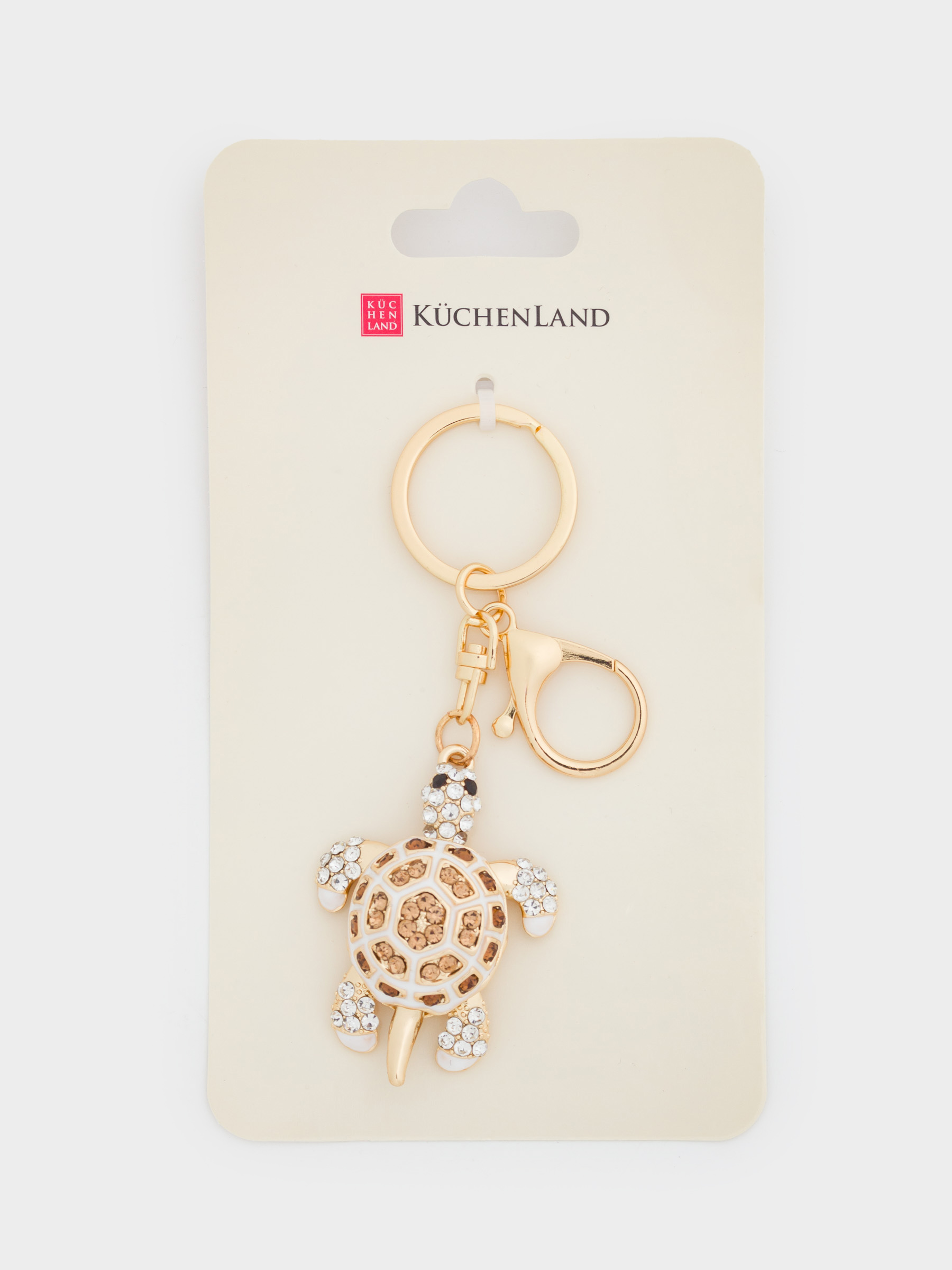 Keychain, 12 cm, metal / rhinestones, gold, Turtle, Keychain crystal, image-5