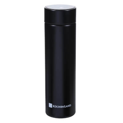 Thermos flask, 500 ml, with thermometer, steel / plastic, black, Celsius ,image-0