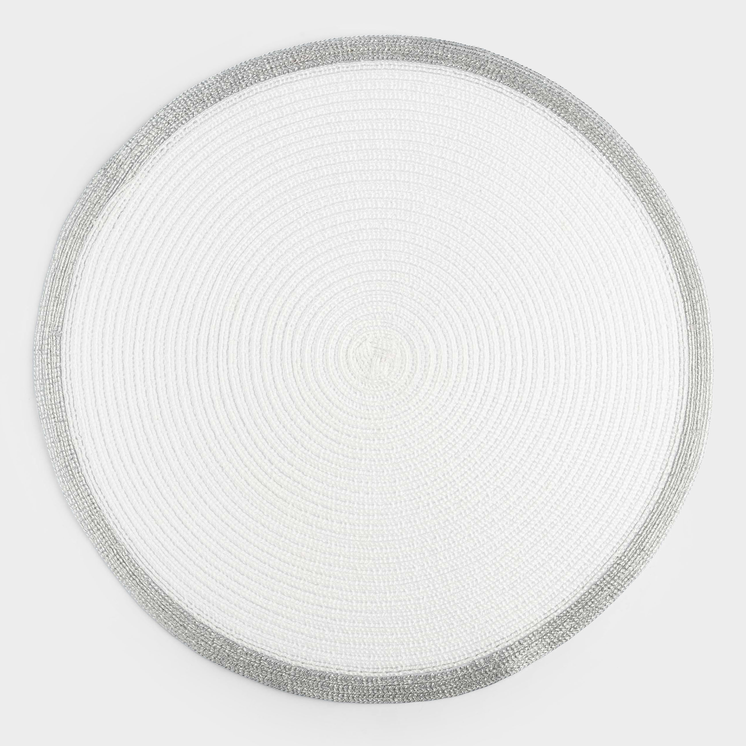 Instrument napkin, 38 cm, polyester, round, white, Silver border, Rotary rim, image-0