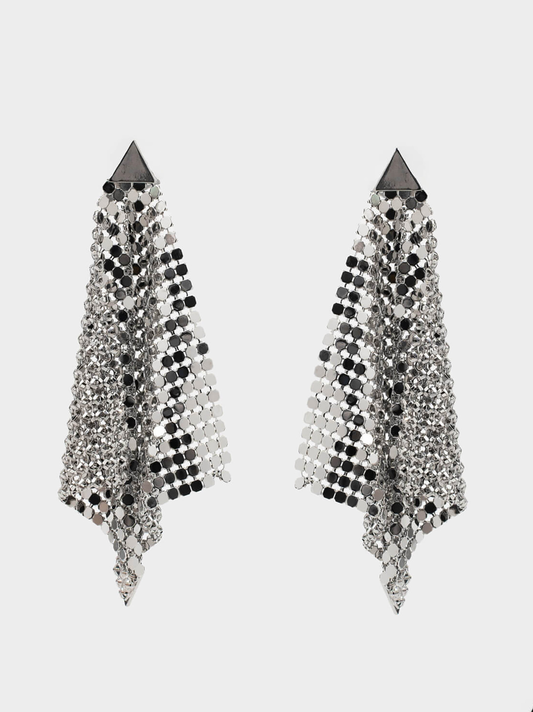 Stud earrings, 7 cm, metal, Silver, Jewelry