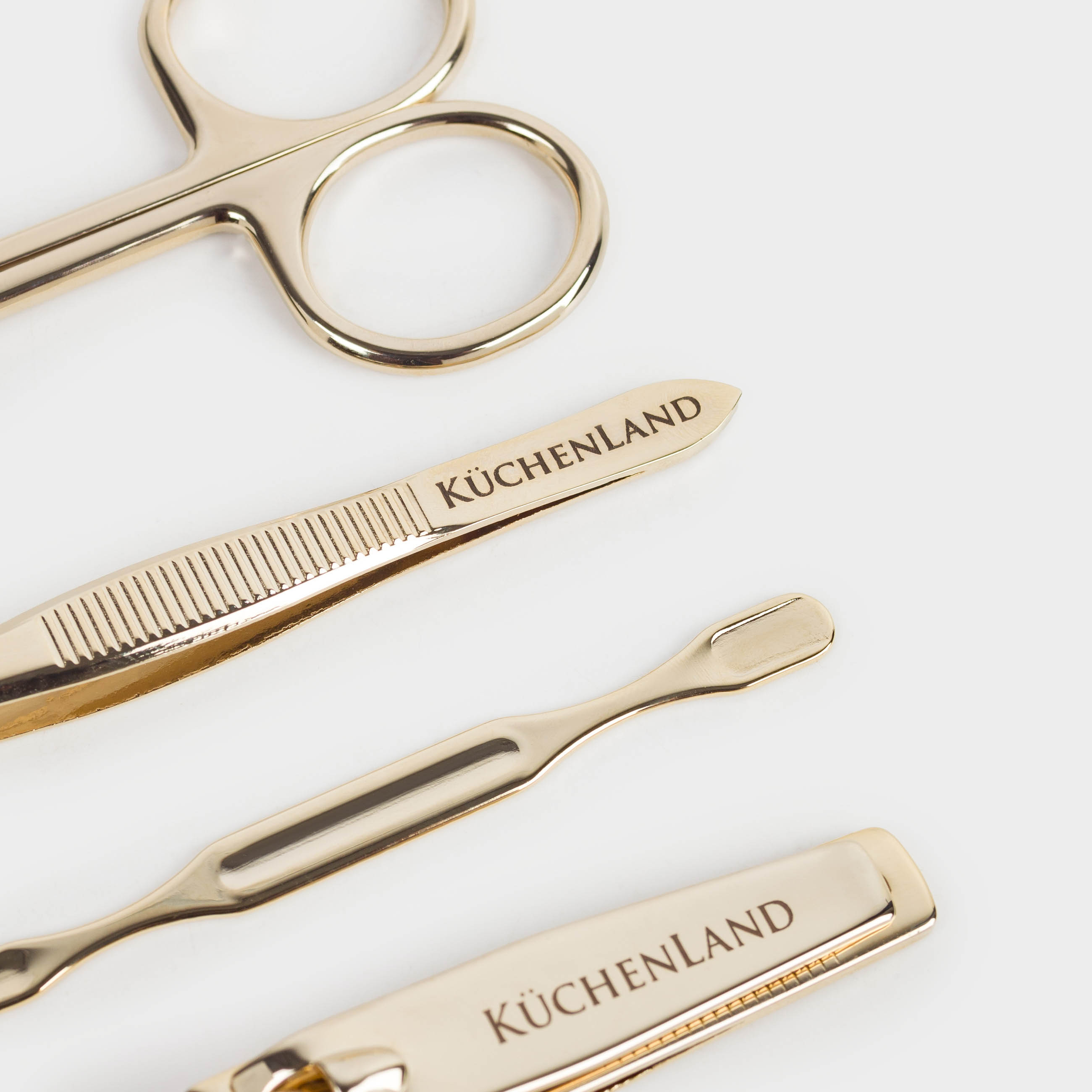 Manicure set, 5 items, steel, golden, Manicure gold, image-3