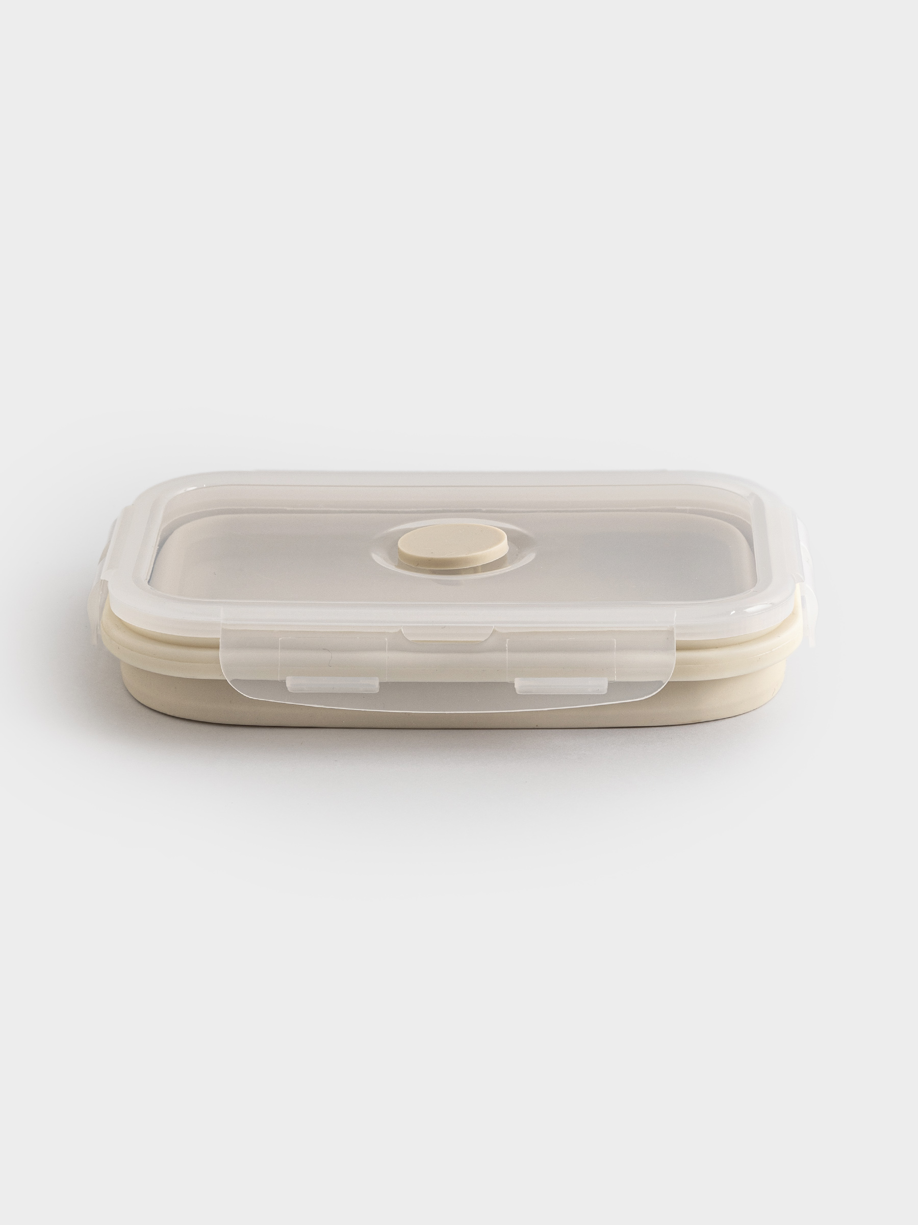 Container, 540 ml, foldable, with clips, Silicone / plastic, beige, Portable, image-3