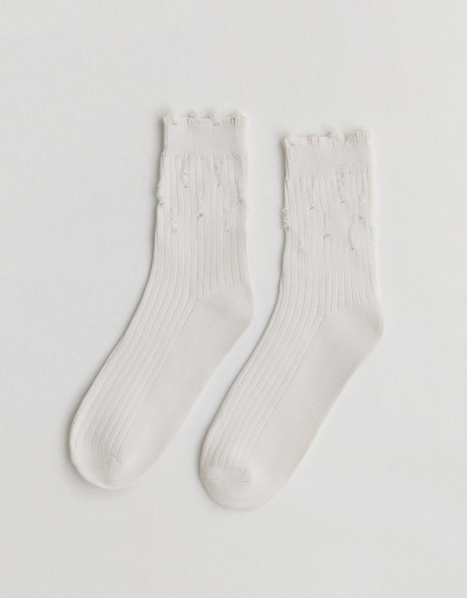 Women's socks, size 36-38, with a torn effect, cotton / polyester, milk, Rubchik grunge