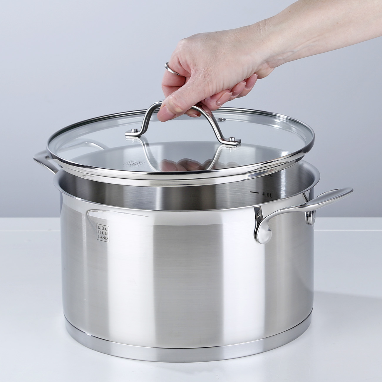 Pot, 24 cm, 6 l, with lid, Silver Stone