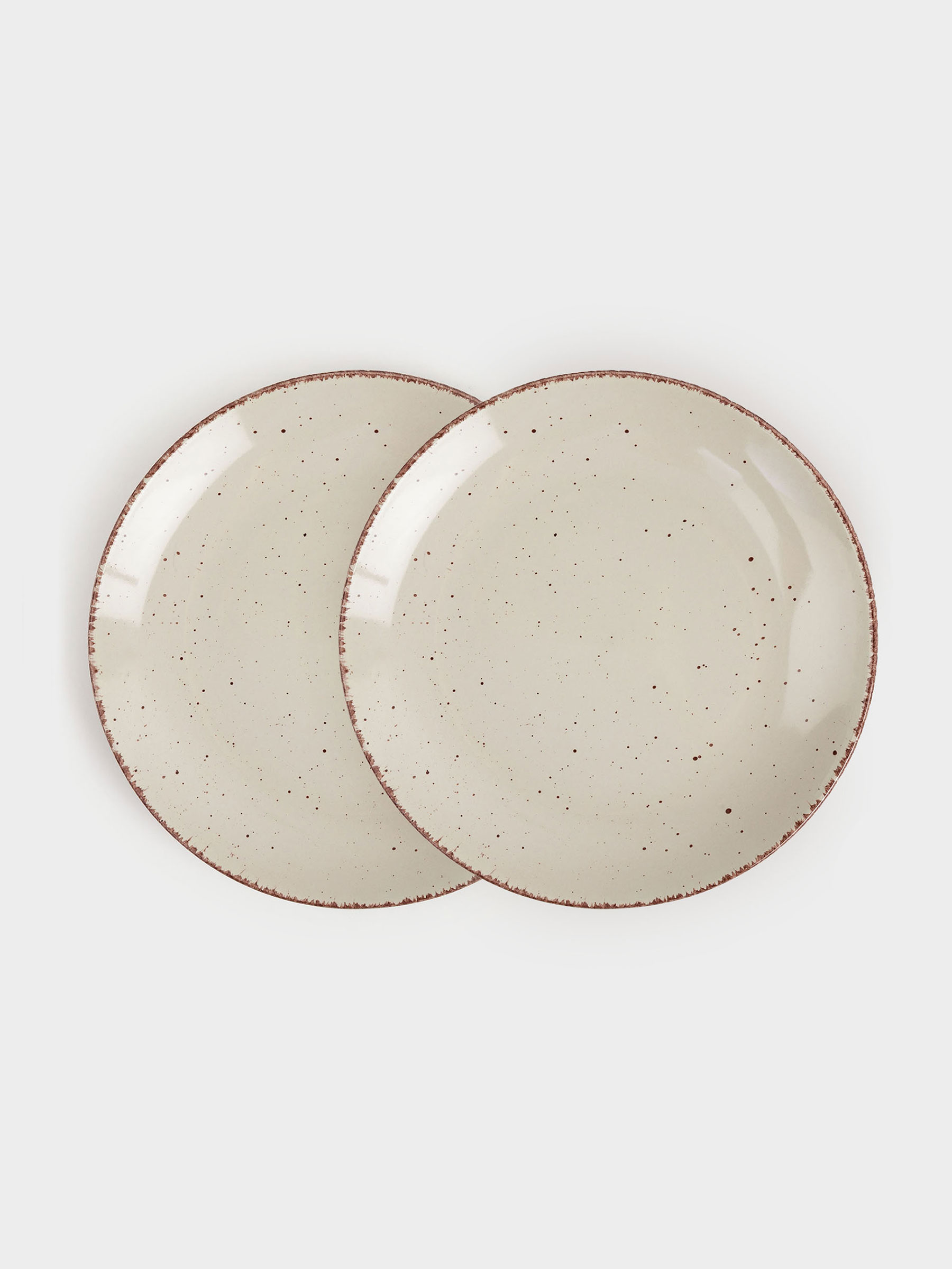 Snack plate, 21 cm, 2 pieces, ceramic, beige, speckled, Speckled, image-1