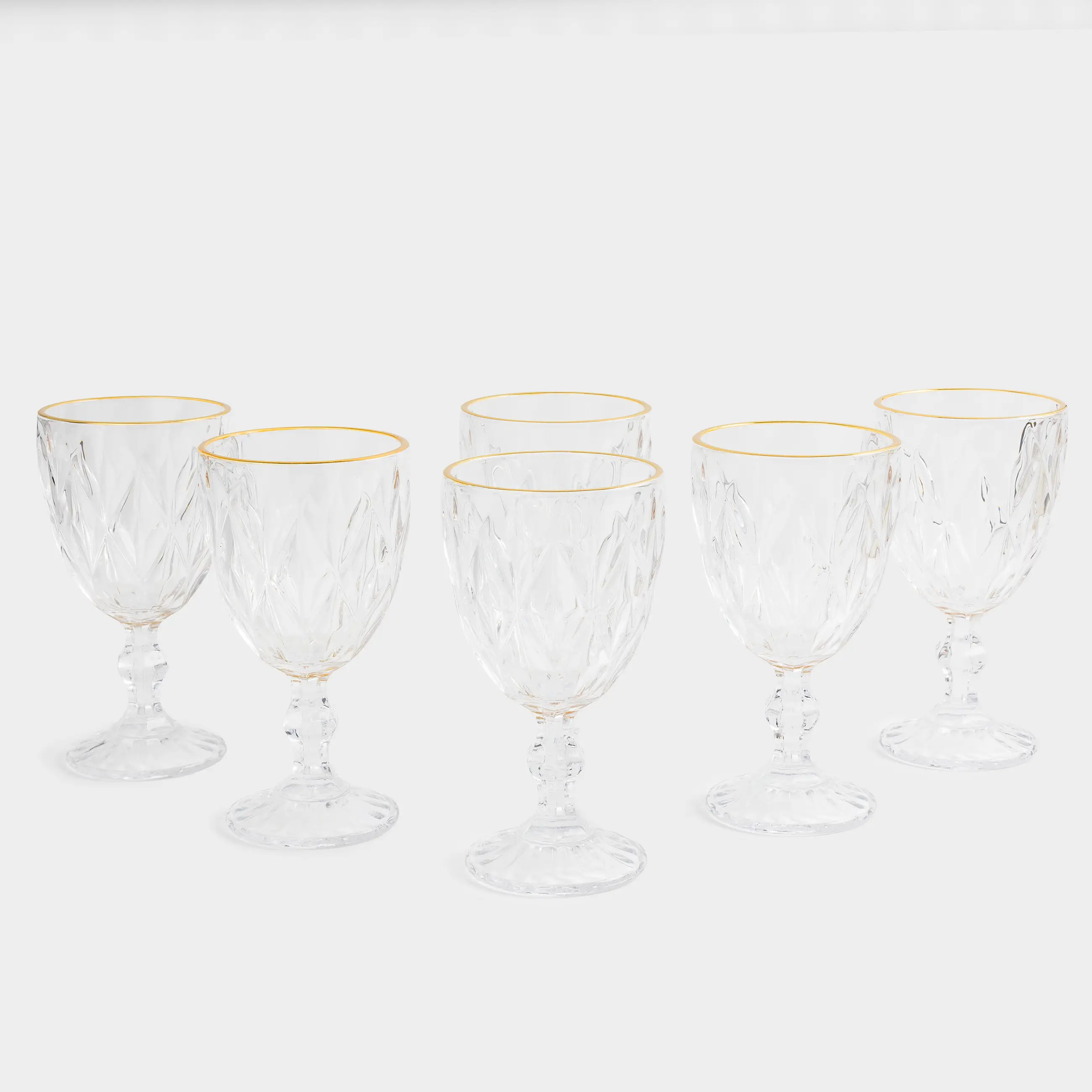 Drinking glass, 300 ml, 6 pcs, glass R, with golden edging, Rhomb gold, image-0