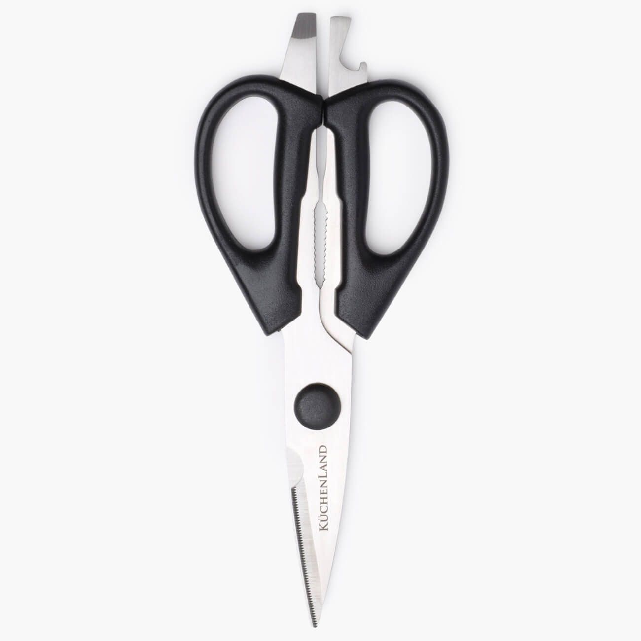Kitchen scissors 21 cm with opener and nutcracker steel plastic black Black style