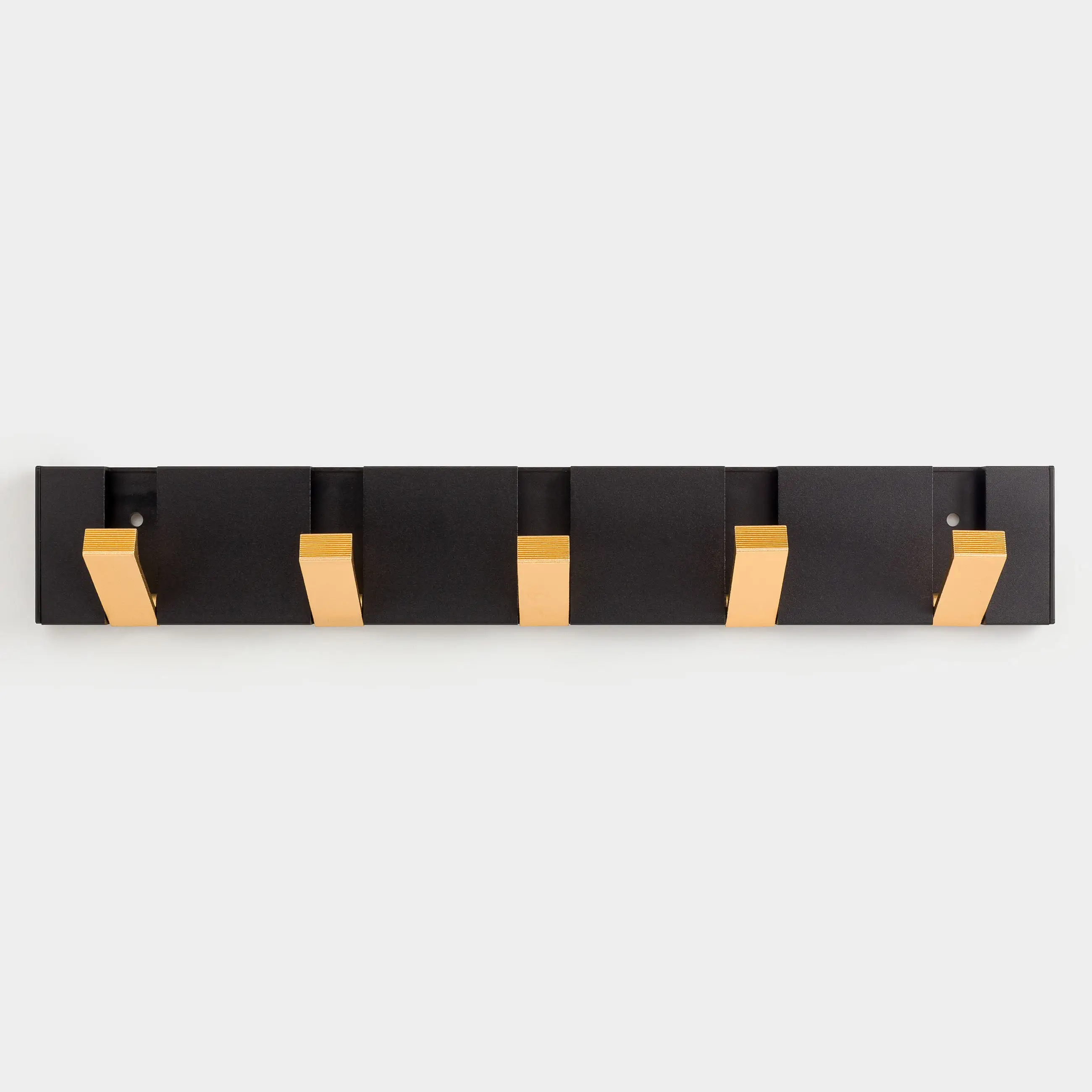 Hook, 43x7 cm, 5 compartments, wall-mounted/hidden, metal, black-gold, Trend