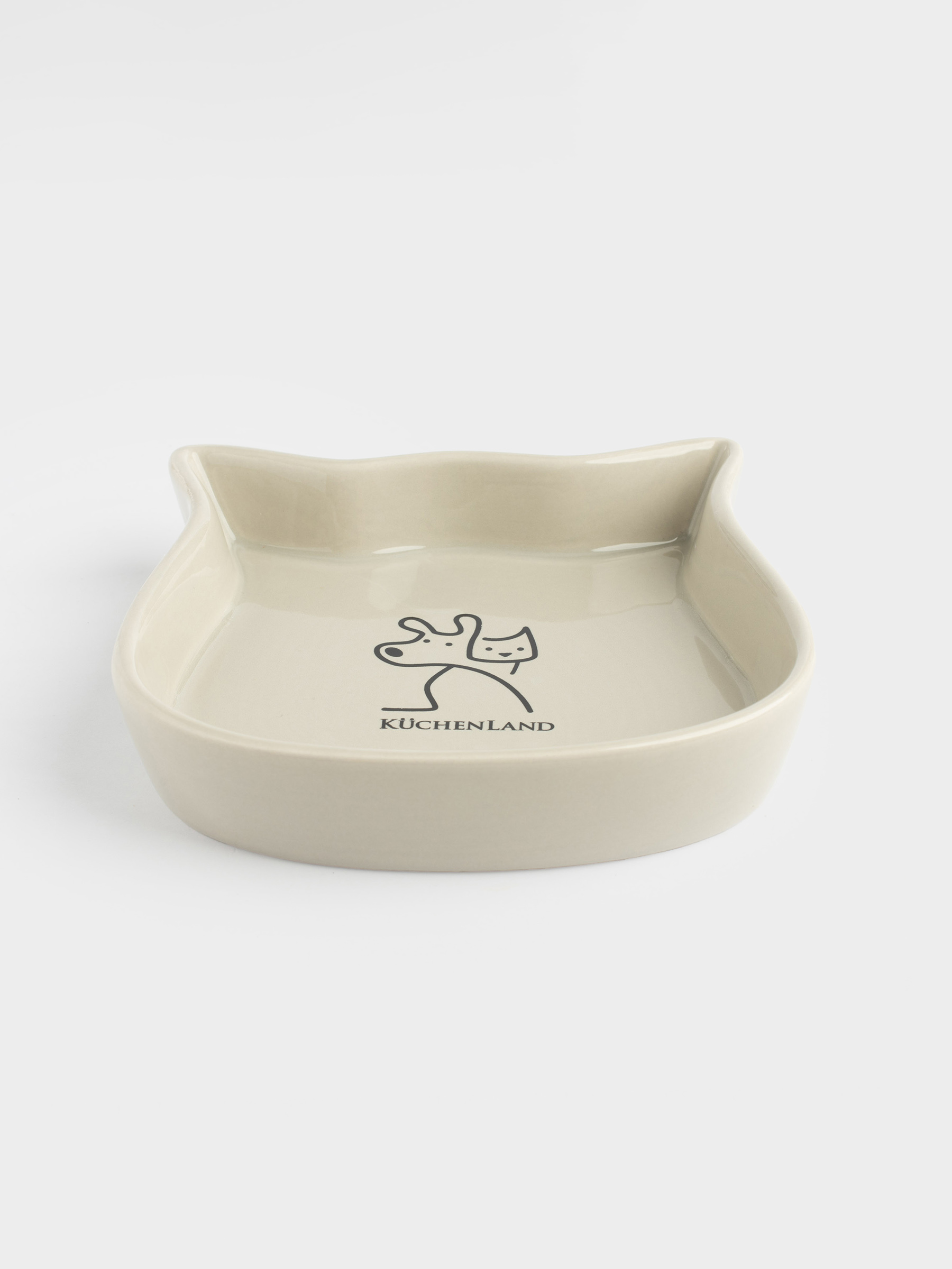 Pet bowl, 14x14 cm, 160 ml, ceramic, grey, Cat, Whiskers, image-3
