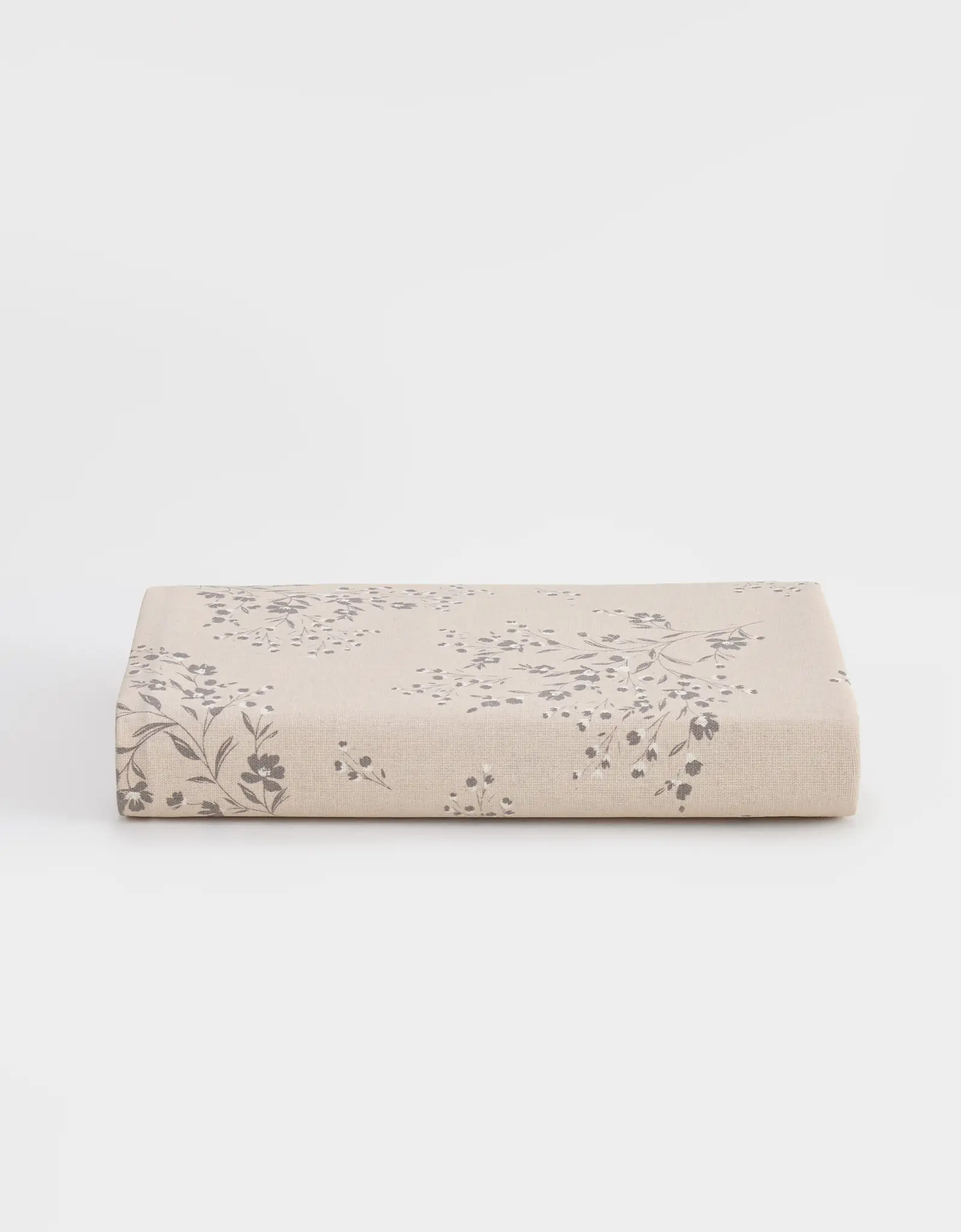 Tablecloth, 170x250 cm, PU coated, polyester / viscose / linen, beige, Branches with flowers, Branches