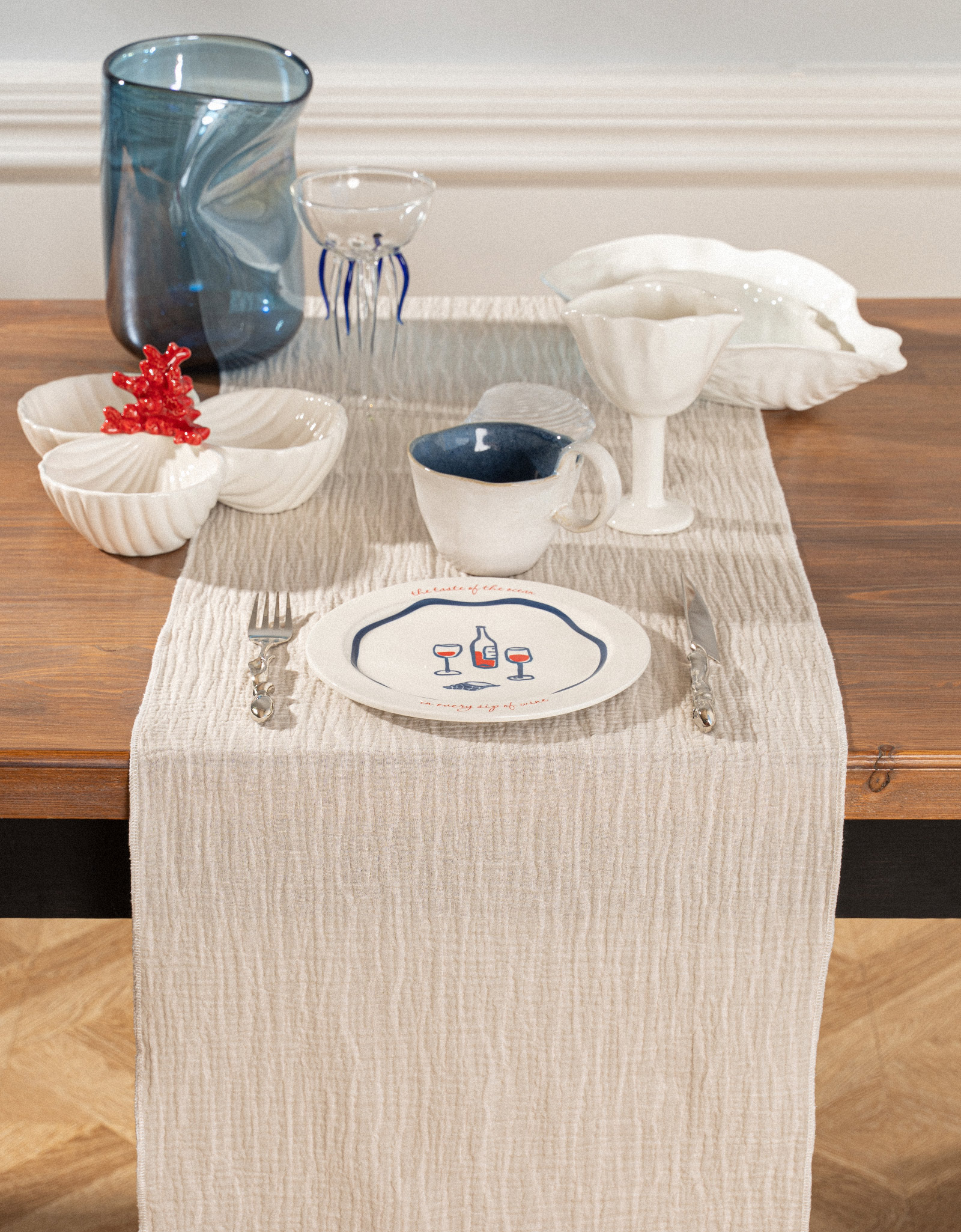 Table runner, 40x160 cm, muslin, milky, Design, Muslin print, image-7