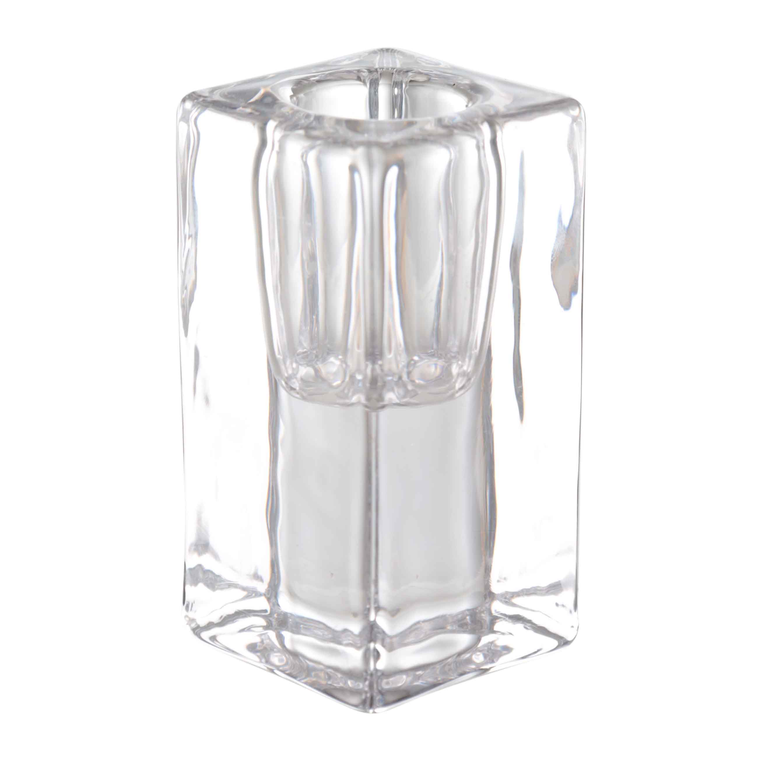 Candlestick, 8 cm, for a thin candle, glass, Cube, image-0