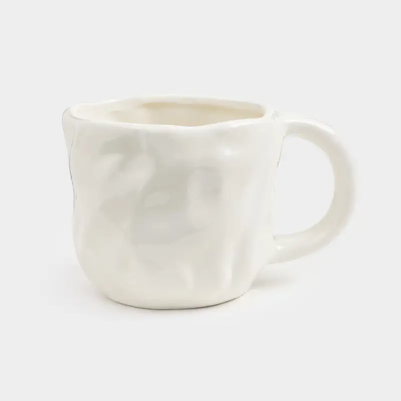 Mug, 440 ml, ceramic, milky, Crumpled effect, I got this, Crumple words            ,image-0