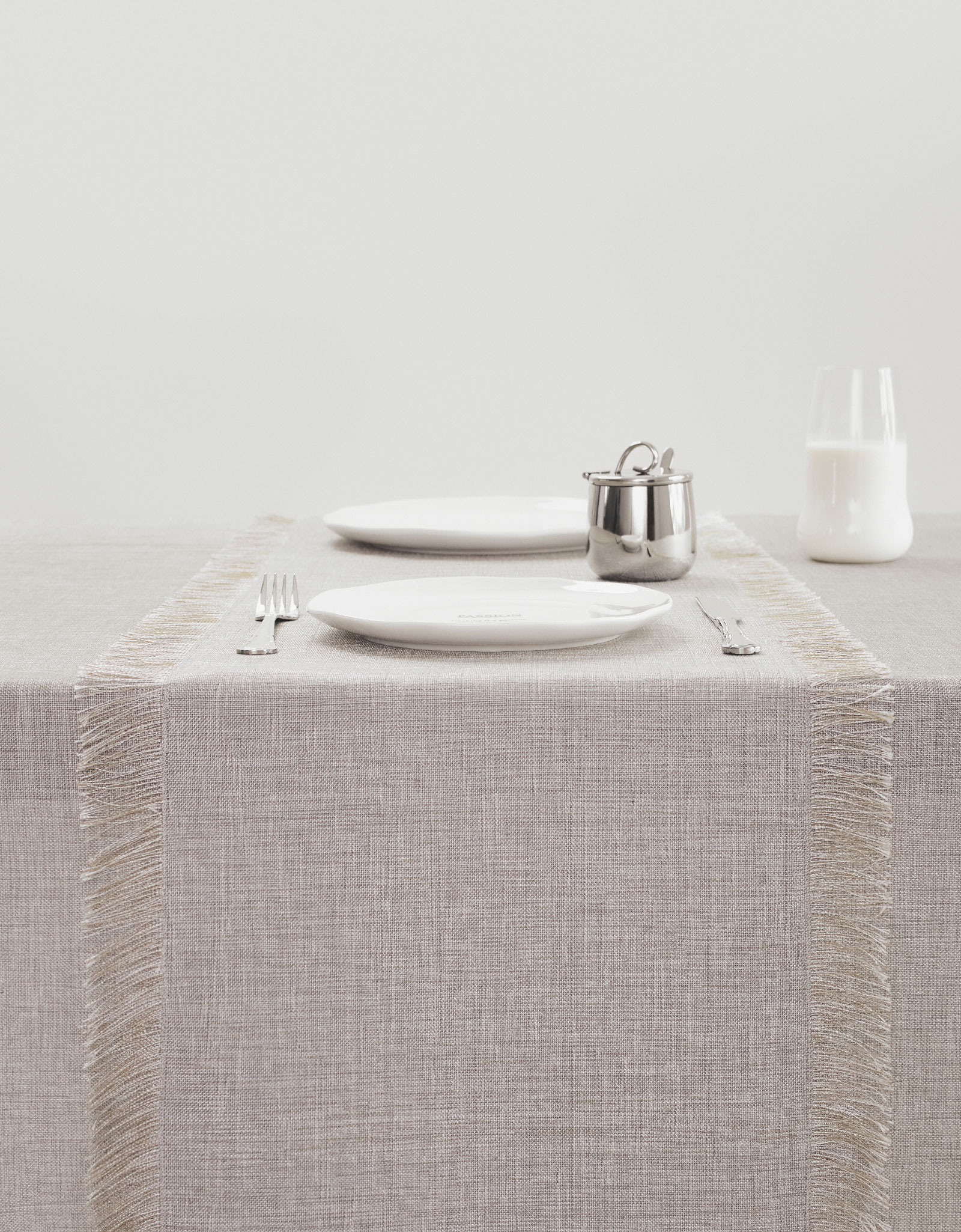Table runner, 40x160 cm, fringed, polyester, grey melange, Beverin, image-3