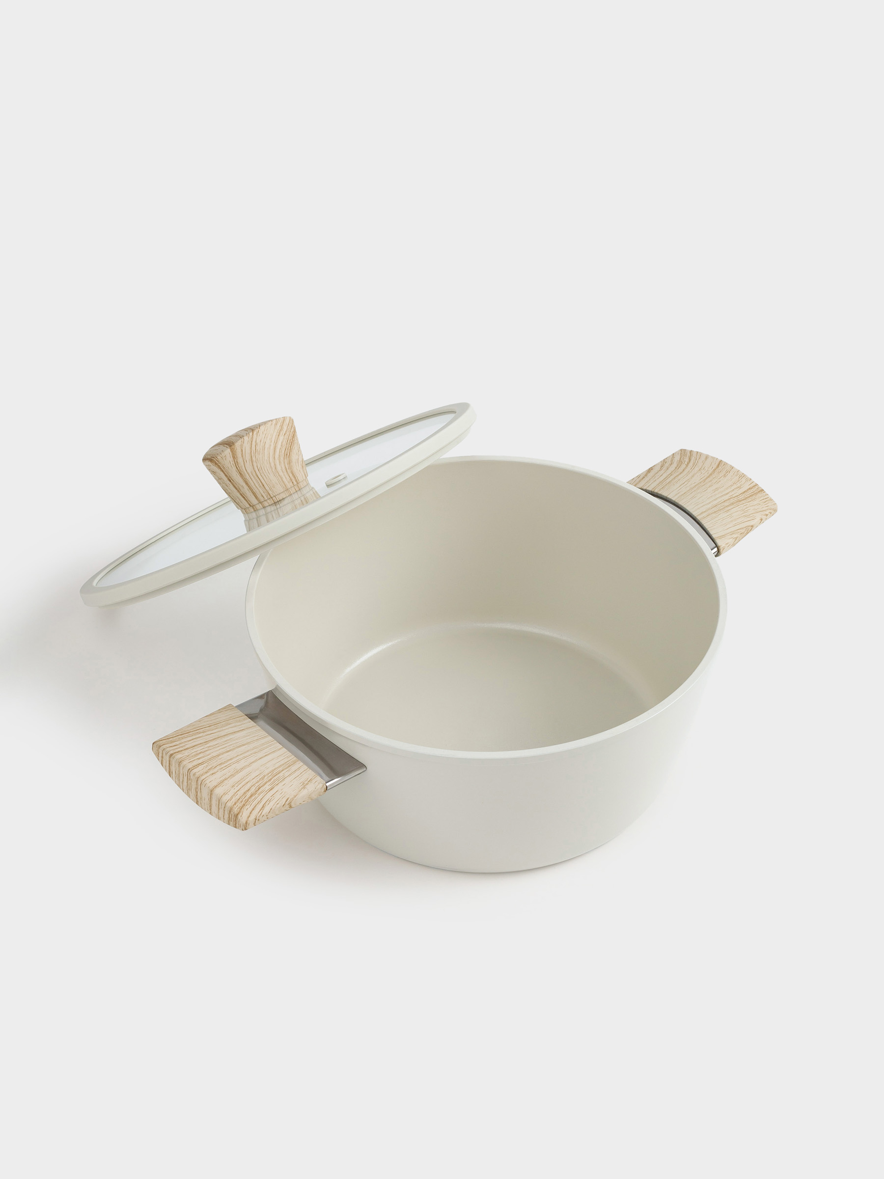 Pot, 24 cm, 3,9 l, with lid, coated, aluminum, milky, Sentimentality, image-1