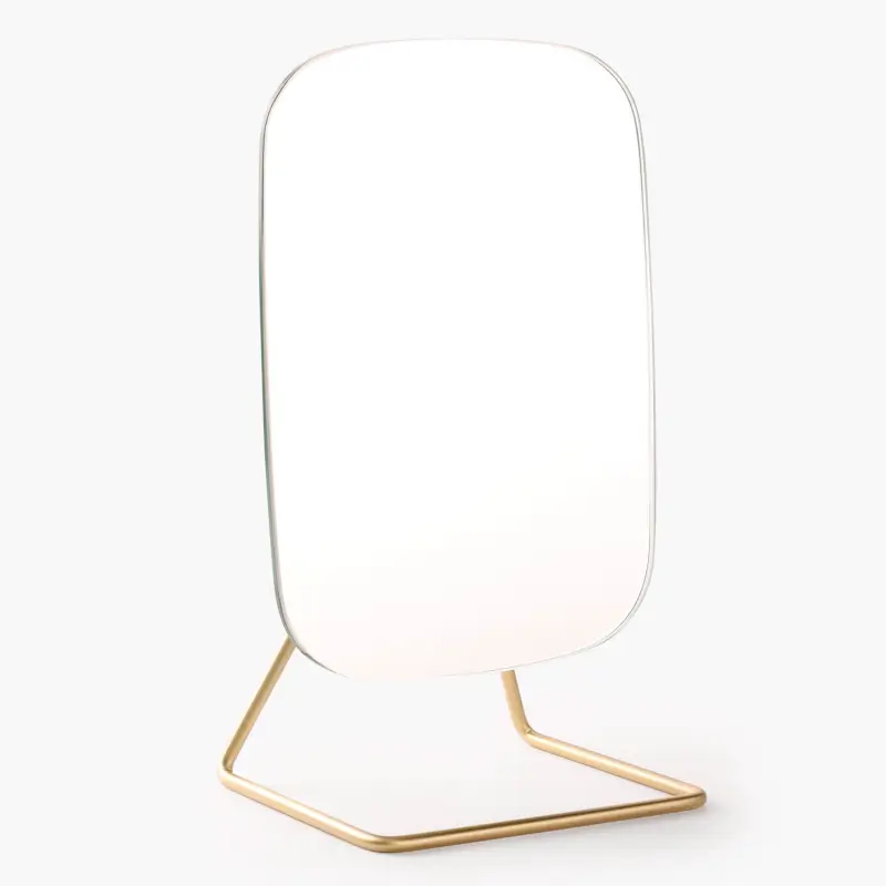 Table mirror, 25 cm, rotating, metal, rectangular, golden, Trend ,image-0