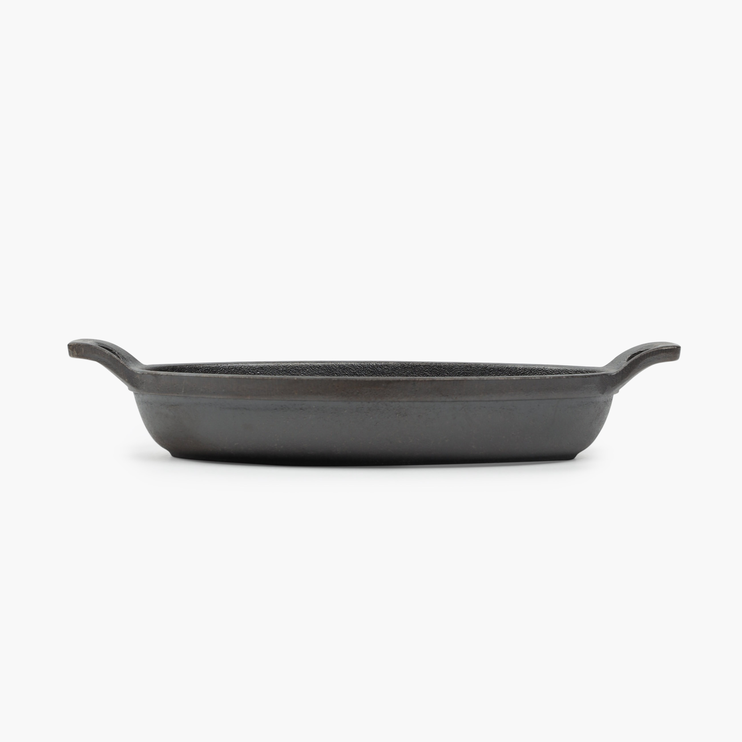 Frying pan, 18 cm, on a stand, with handles, cast iron / bamboo, oval, black, Authentic