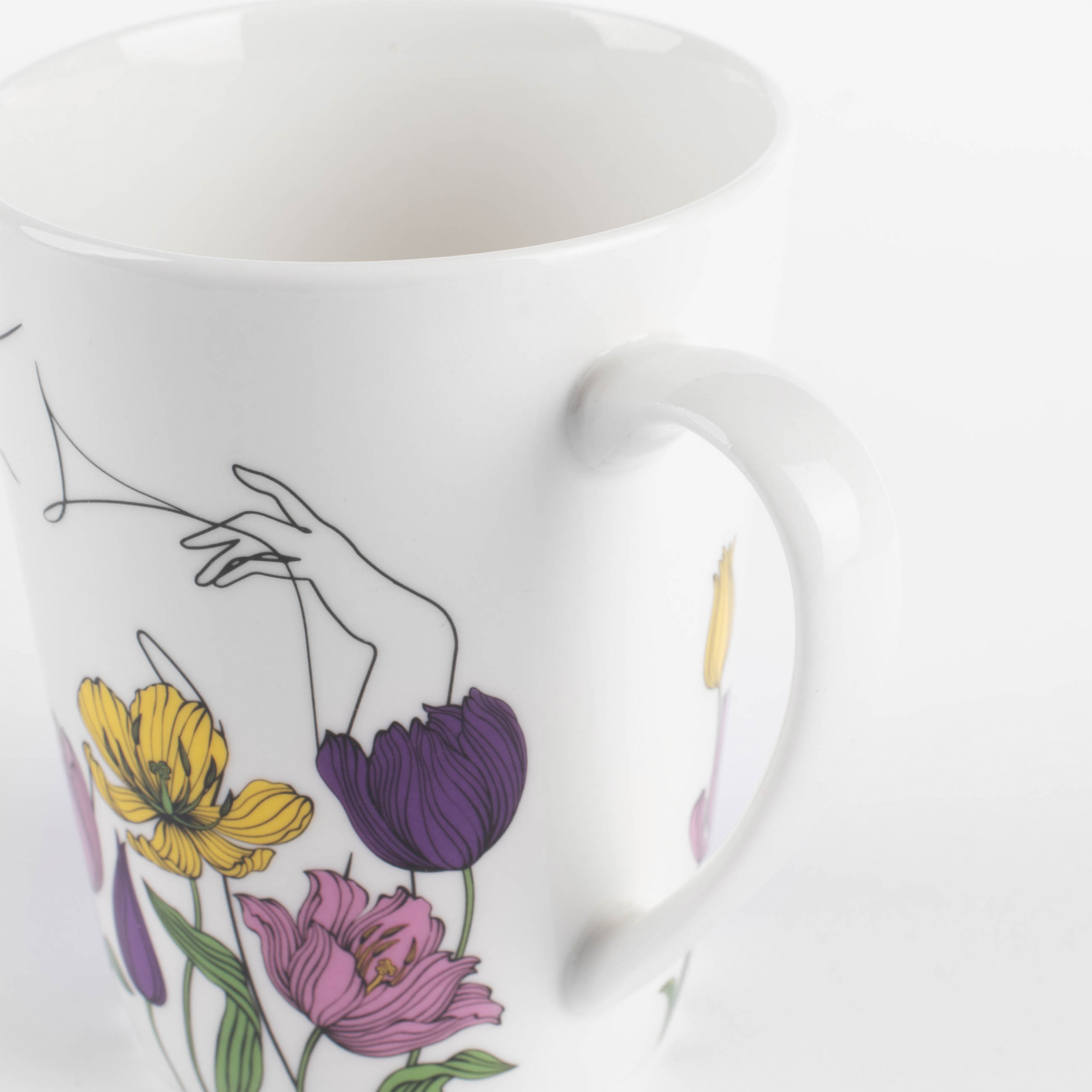 Mug, 420 ml, porcelain N, white, Female silhouette in flowers, Secret garden изображение № 4