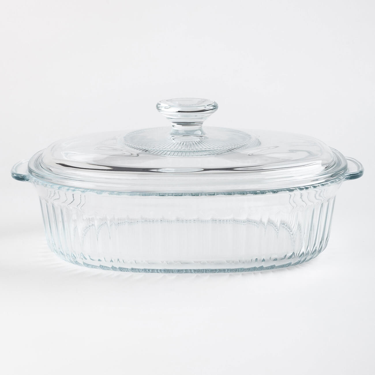 Baking dish, 27x19 cm, 1.8 L, with lid, glass T, Oval, Cook ribbed