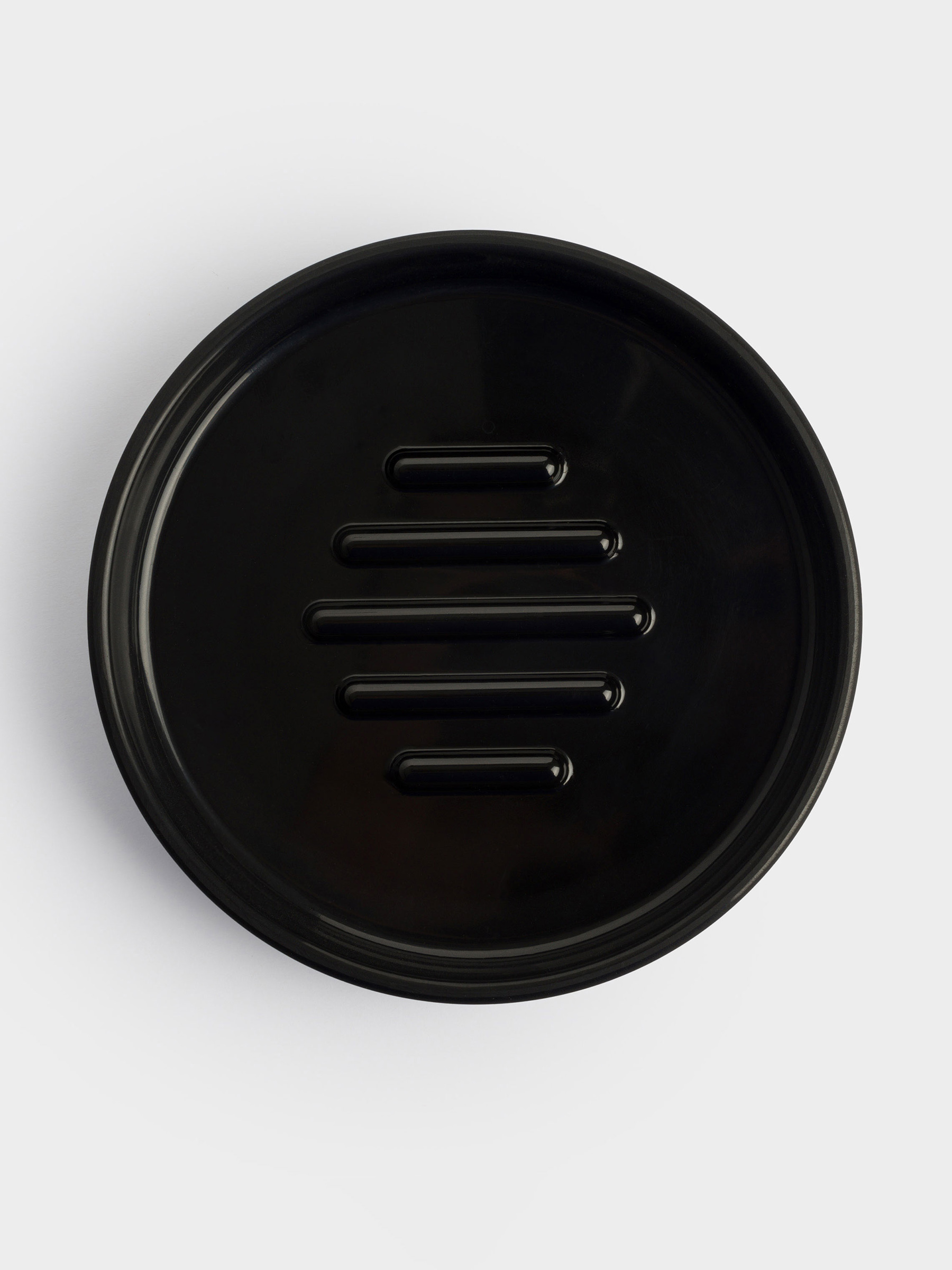 Soap dish, 12x12 cm, plastic, round, black, Loft style