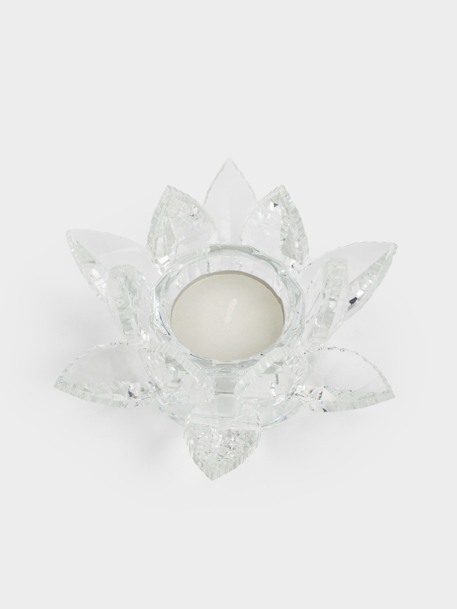 Candlestick, 13 cm, for tea candle, crystal glass, Lotus, Crystal flower, image-3