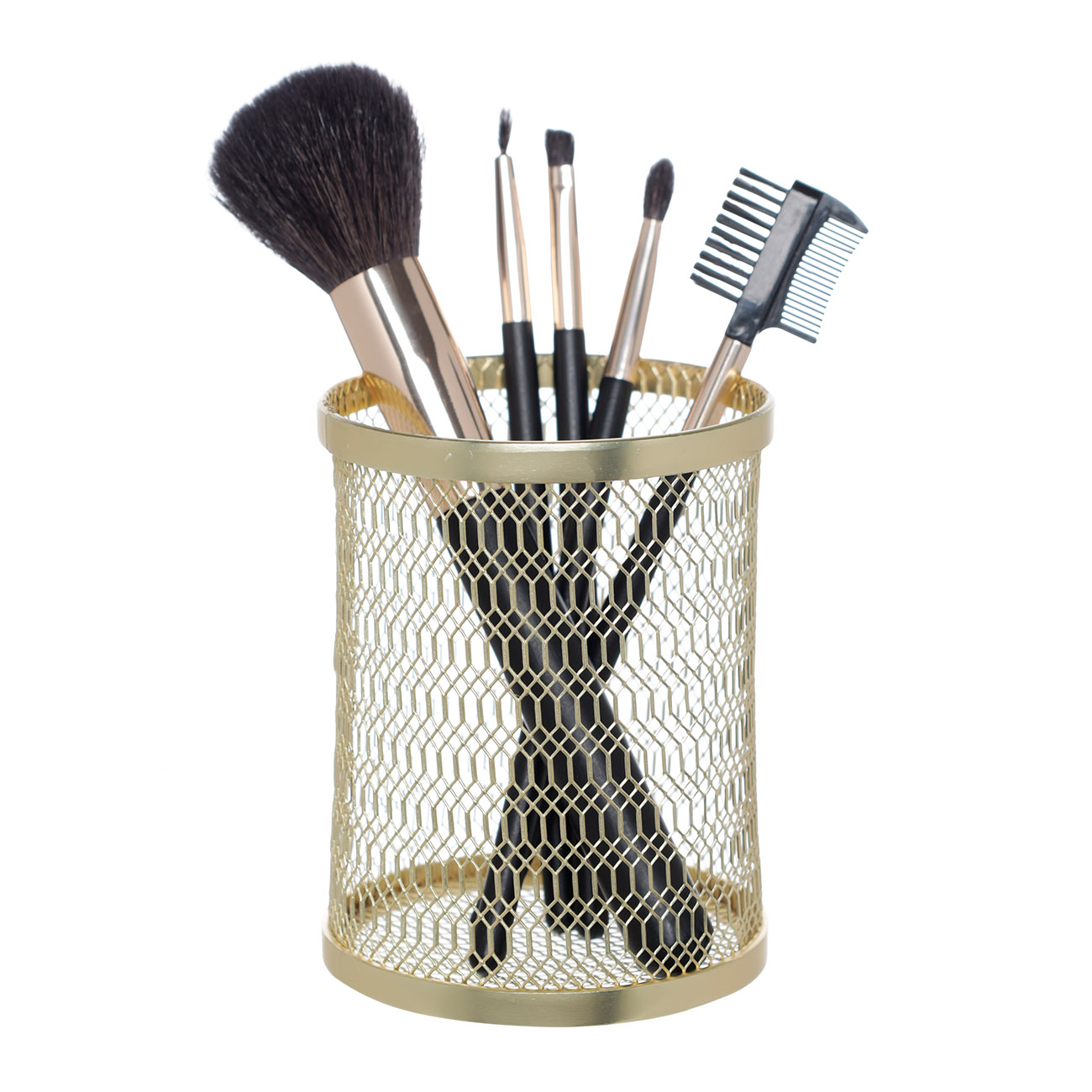 Cosmetic brush stand, 10 cm, metal, gold, Nimbus, image-1