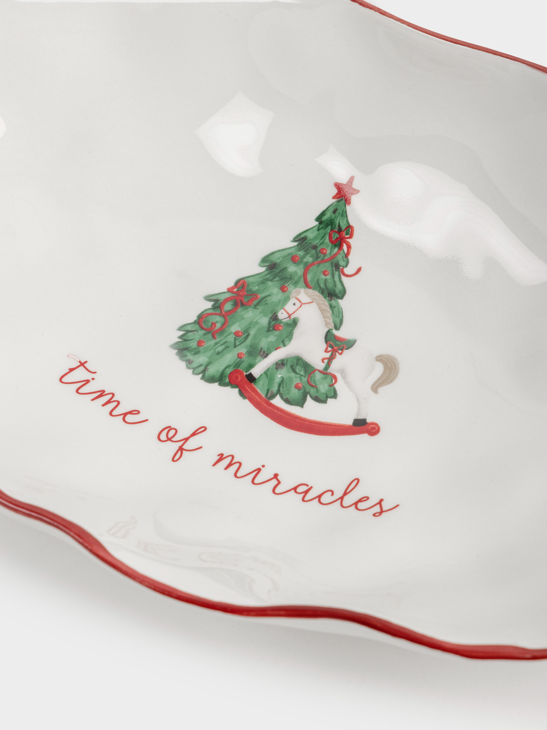 Dish, 31x18x6 cm, ceramic, oval, Horse with Christmas tree, Christmas tree, image-4